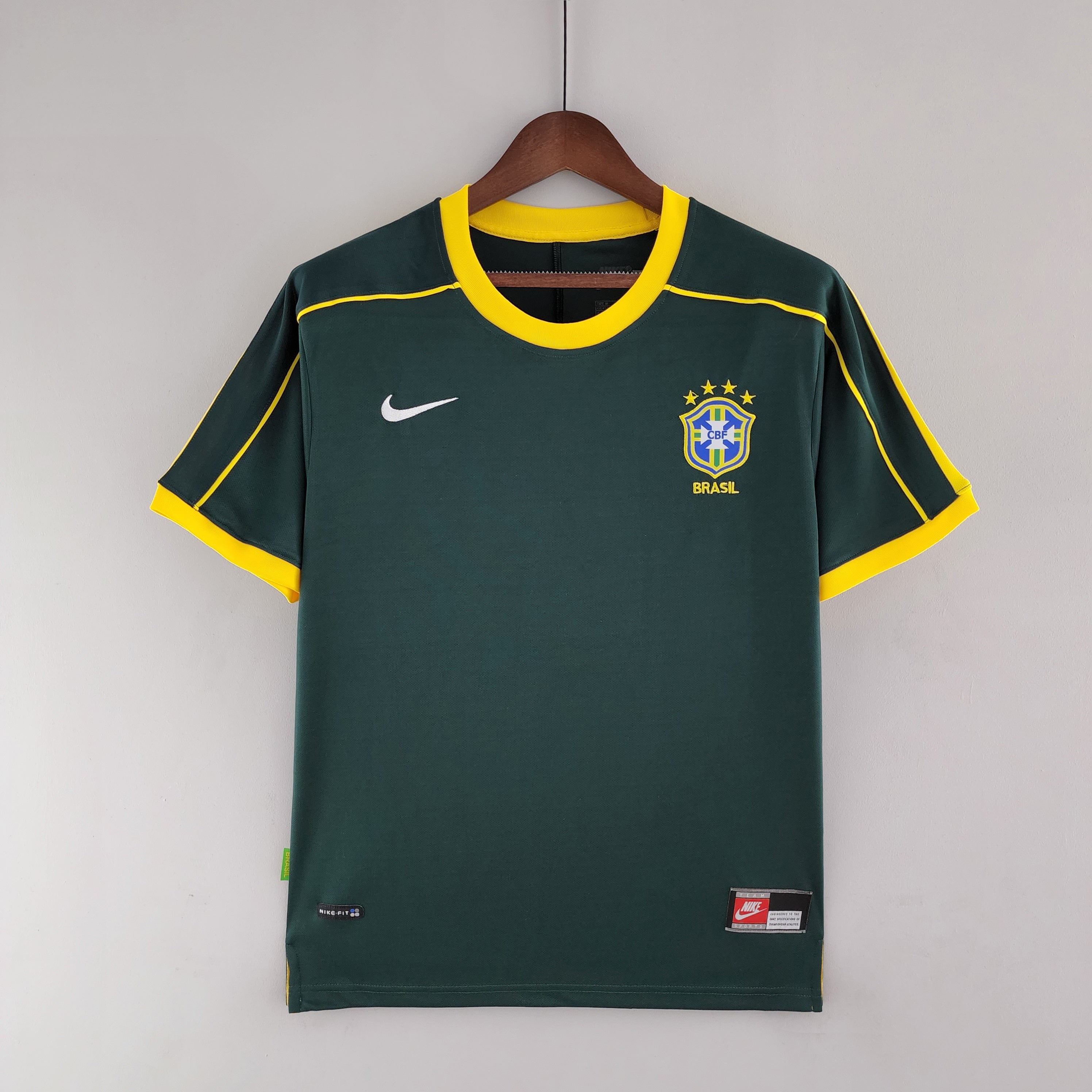2000s Brazil Retro Football Shirt | Green Yellow Home