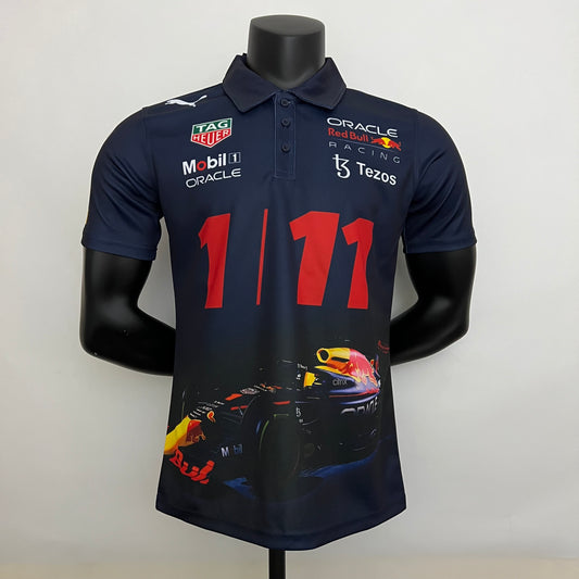 Red Bull Racing F1 2023 Polo – Player Fit – Oracle Sergio Perez #11 | Navy Blue