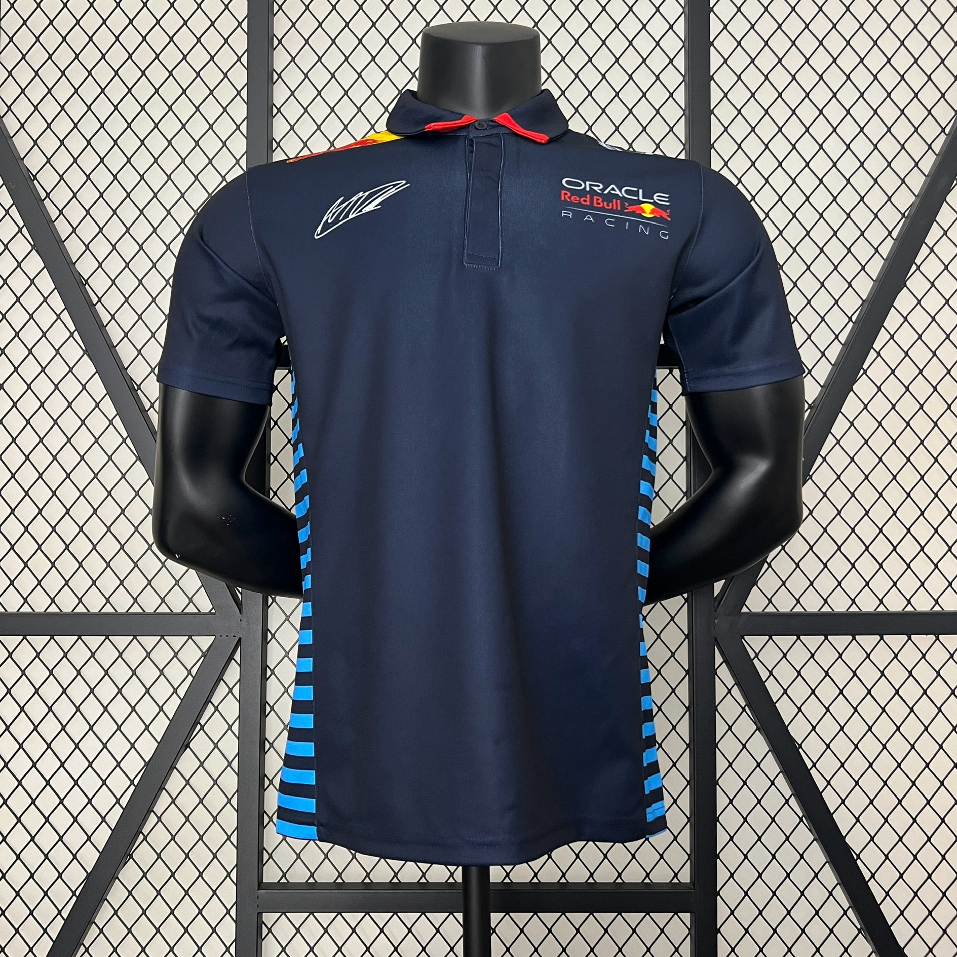 Red Bull Racing F1 2023 Polo – Player Fit – Max Verstappen #1 | Navy Blue