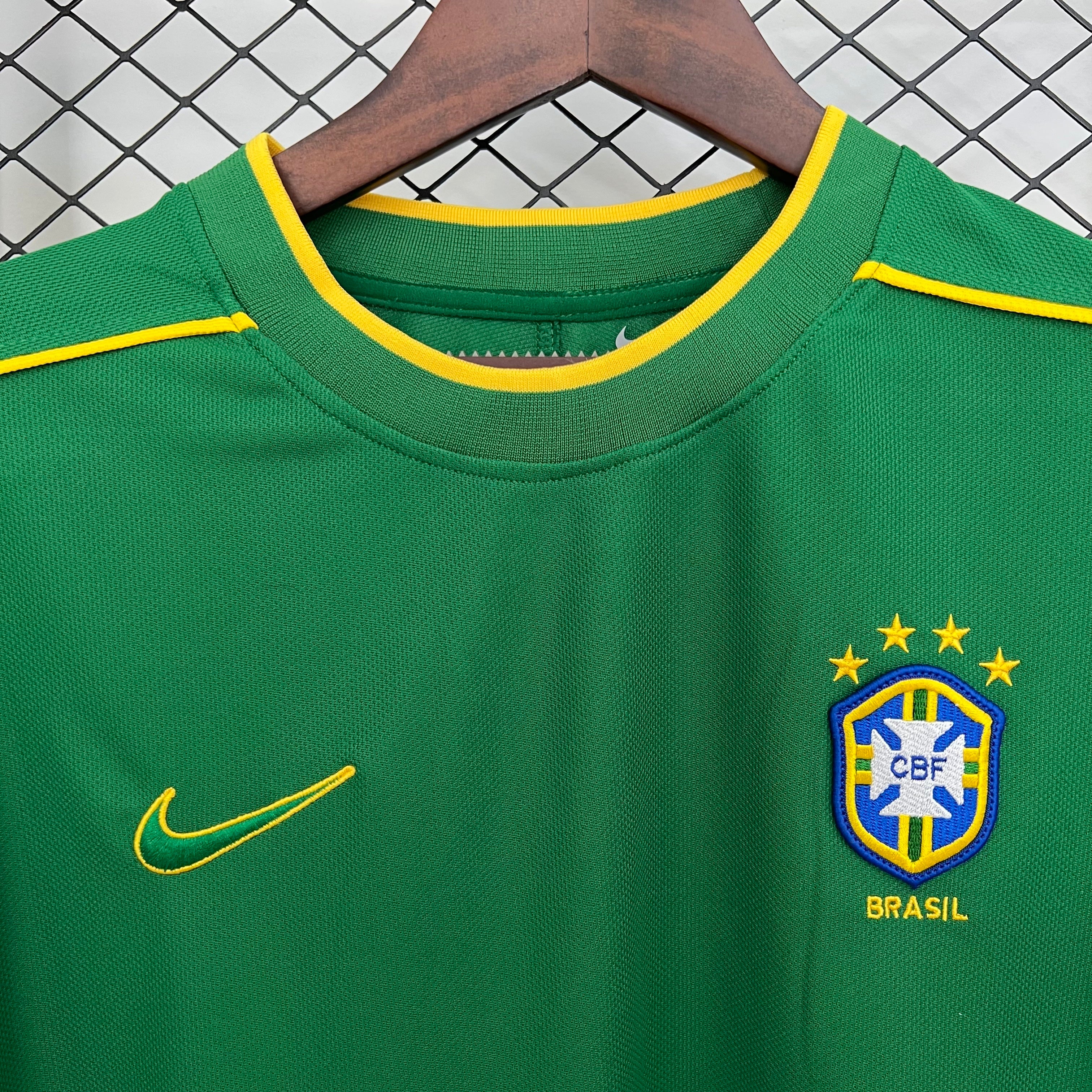 1990s Brazil Retro Football Shirt | Green Yellow Home