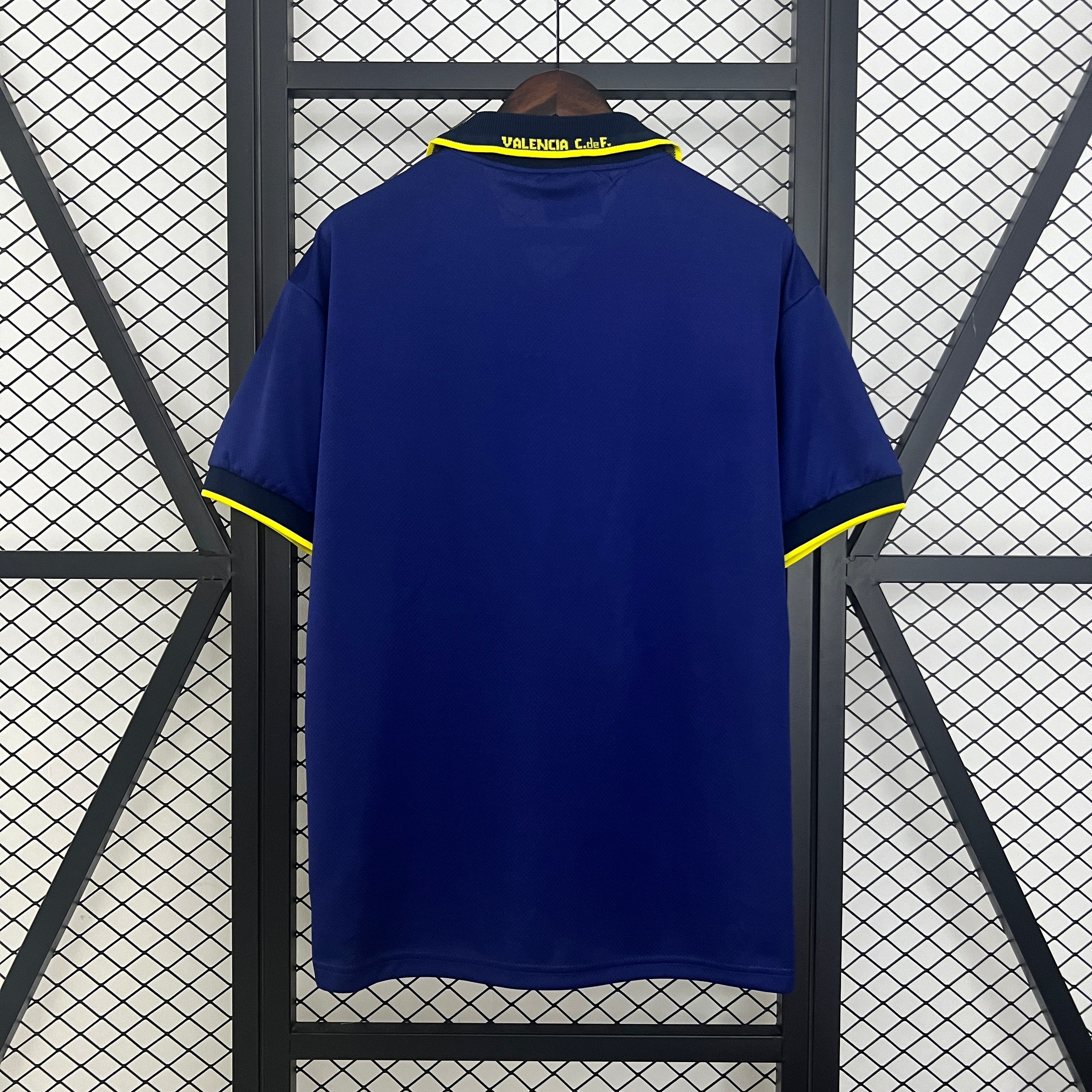 1990s Valencia Retro Football Shirt | Navy Yellow Home