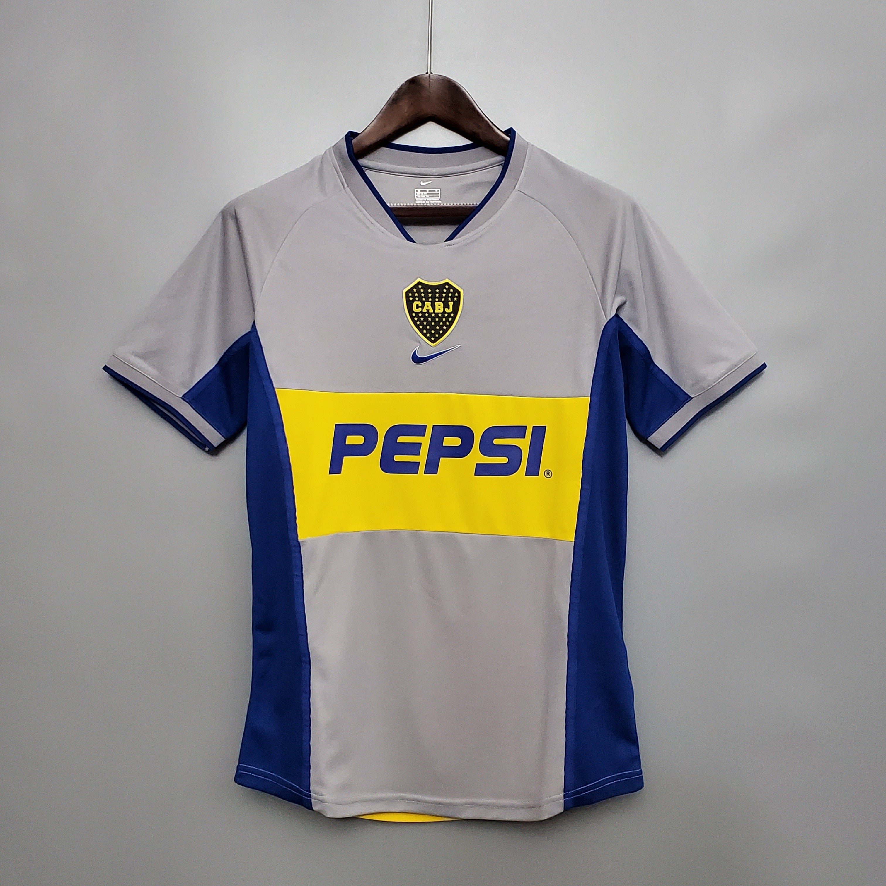 2000s Boca Juniors Retro Football Shirt | Grey Blue Home