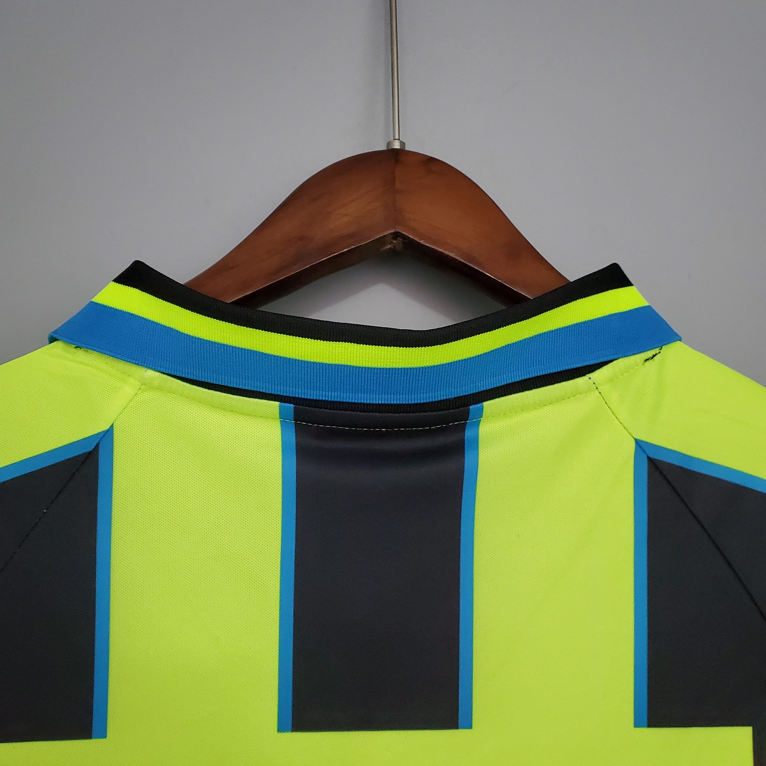 1990s Manchester City Retro Football Shirt | Neon Yellow Black Home
