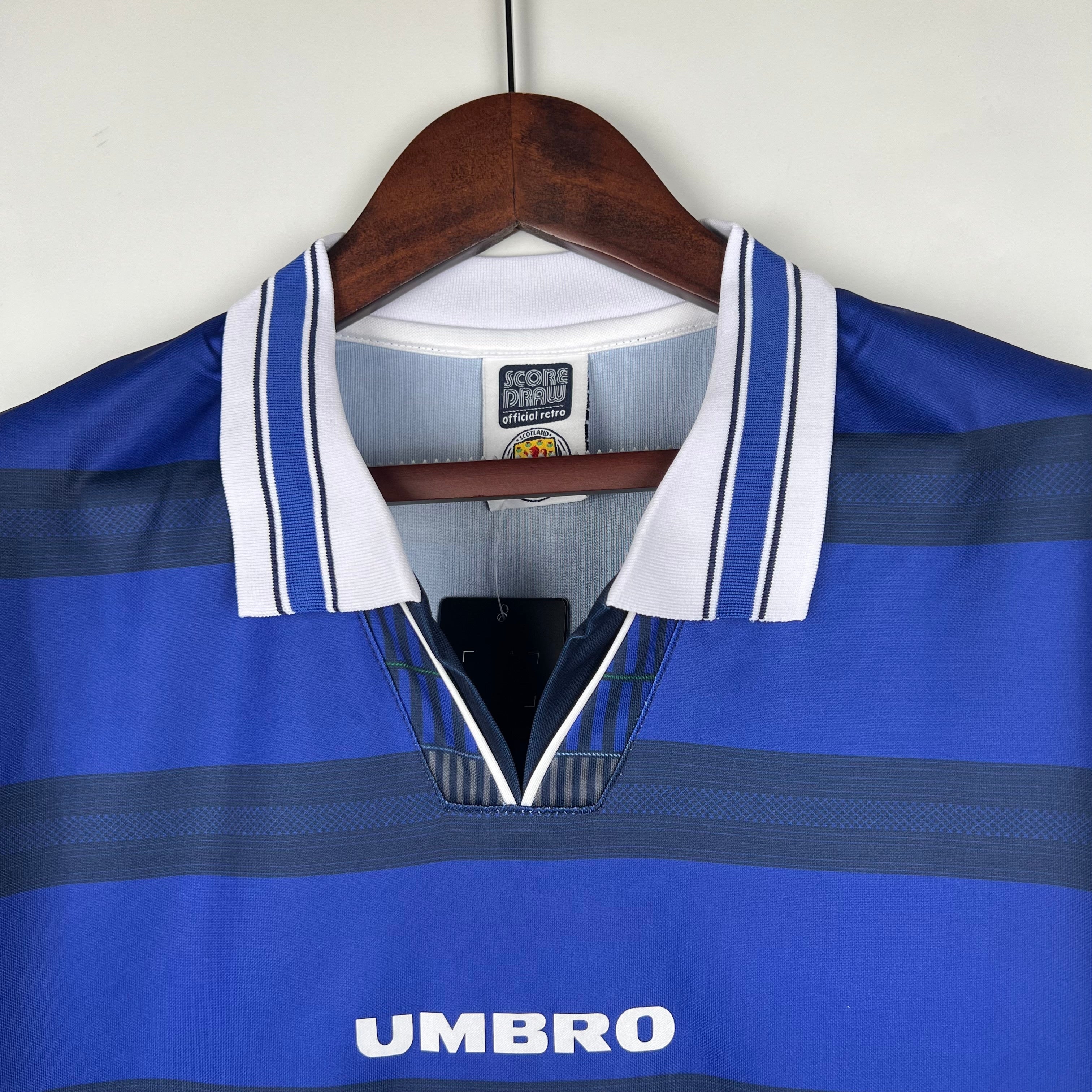 1990s Scotland Retro Football Shirt | Blue Black Home