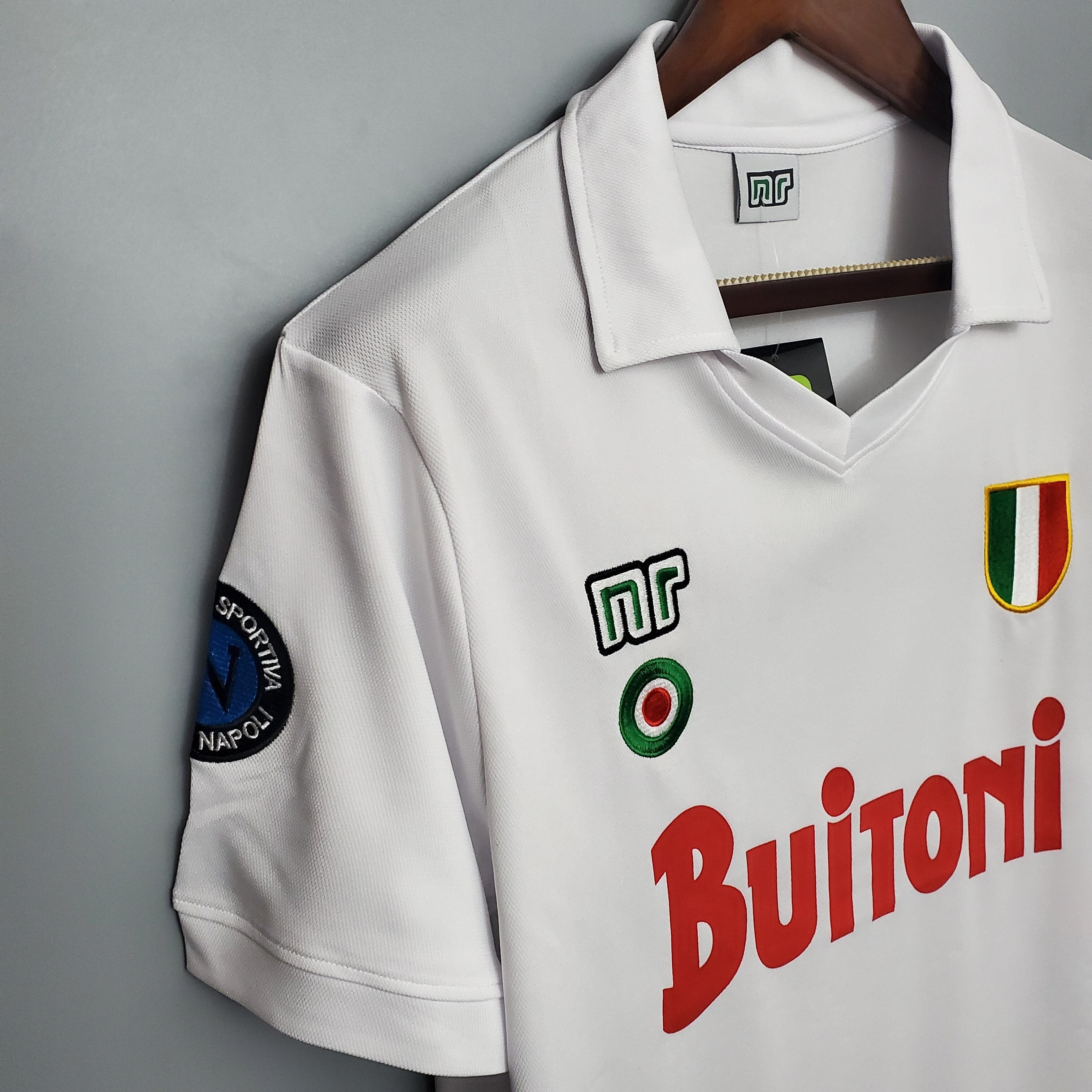 1980s Napoli Retro Football Shirt | White Green Home