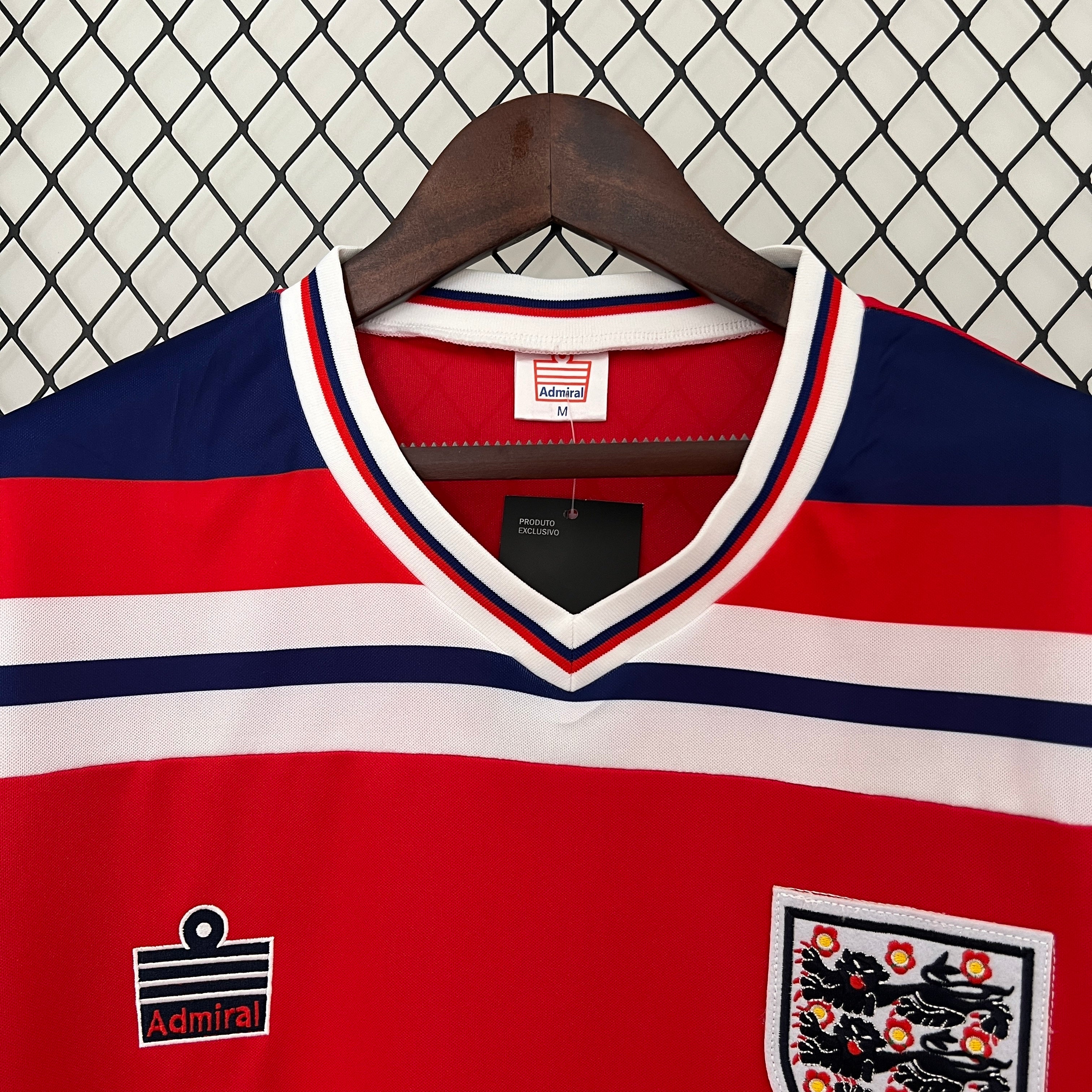 1980s England Retro Football Shirt | Red Navy Home