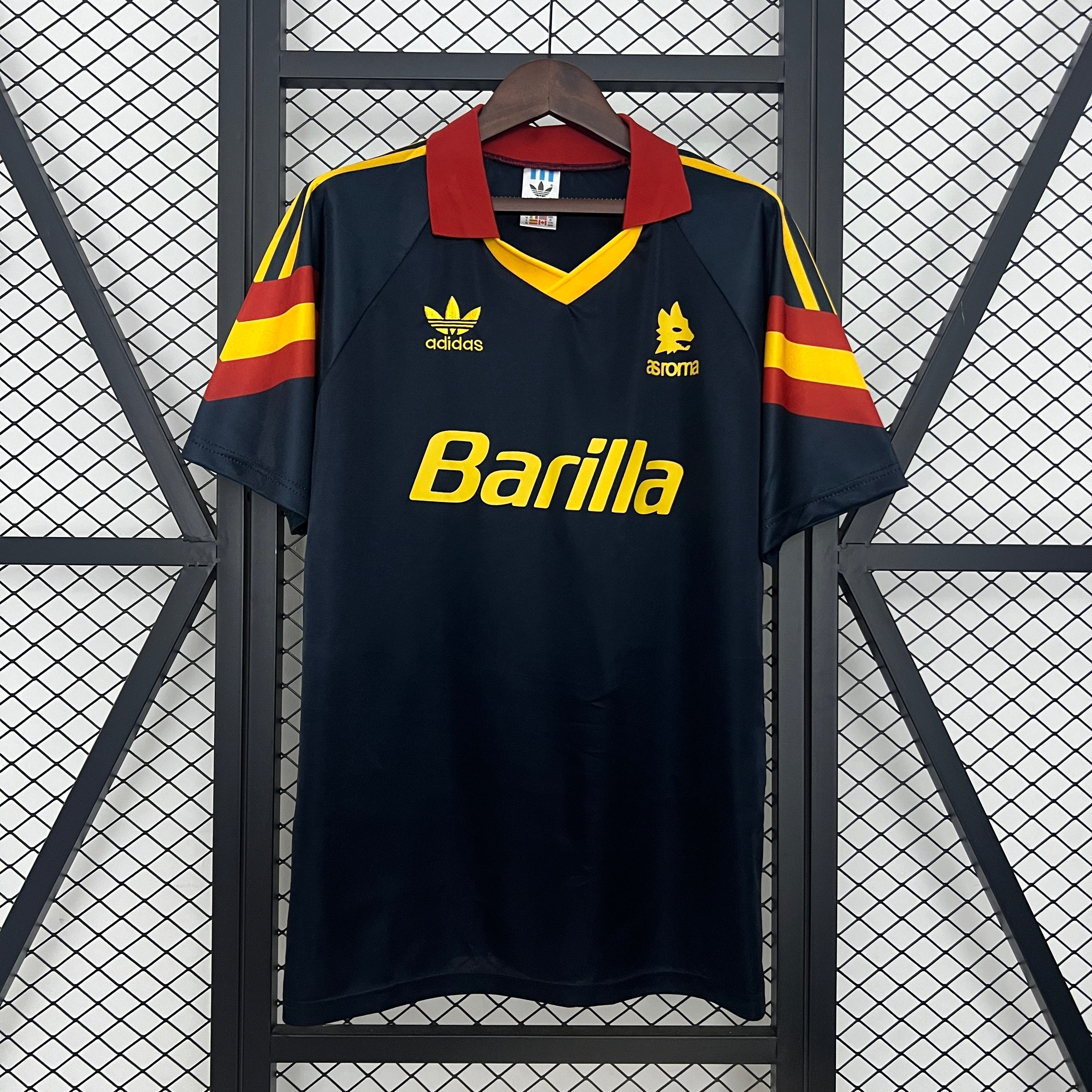 1990s AS Roma Retro Football Shirt | Black Yellow Away