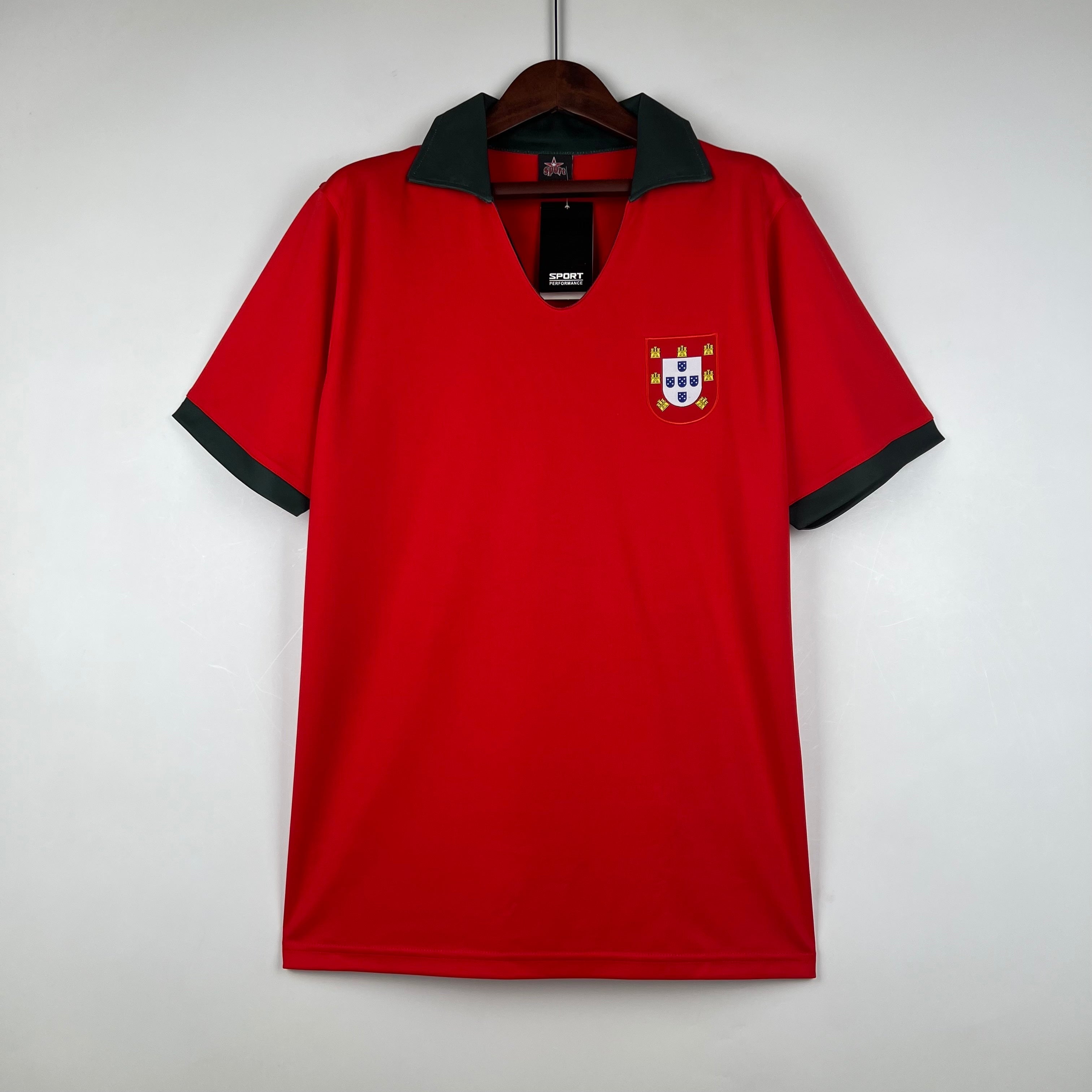 1980s Portugal Retro Football Shirt | Red Black Home