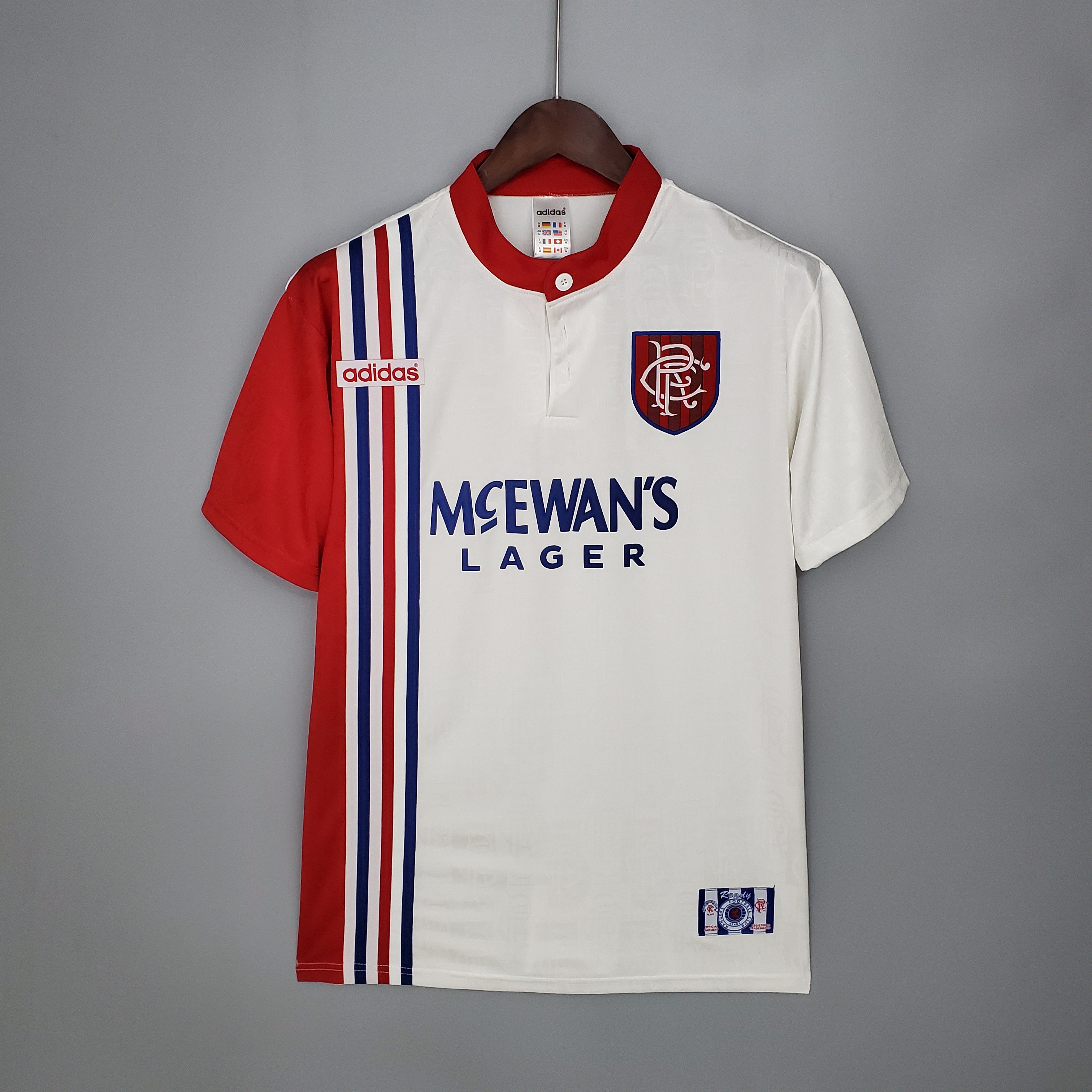 1990s Rangers Retro Football Shirt | White Red Blue Home