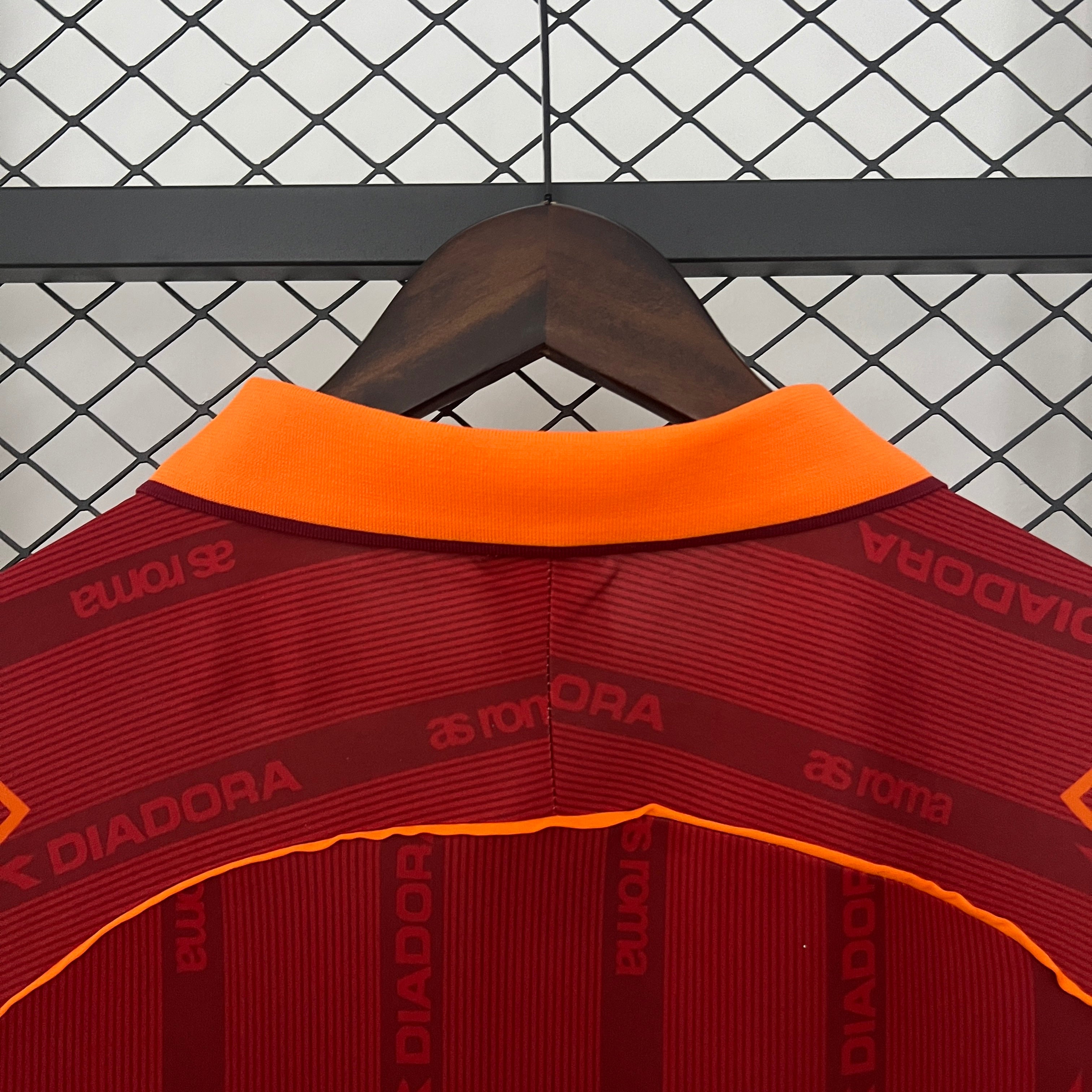 1990s AS Roma Retro Football Shirt | Maroon Orange Home
