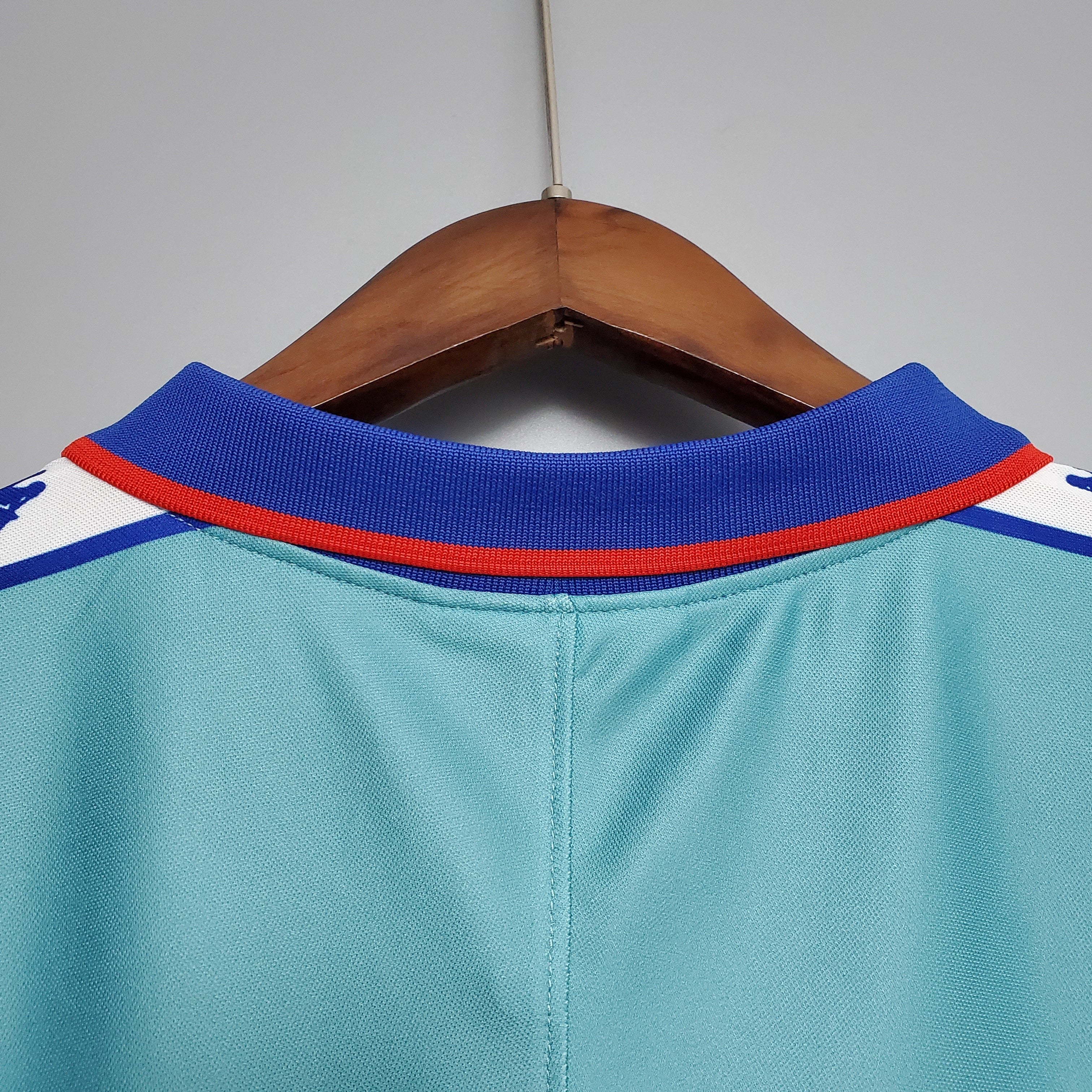 1990s Barcelona Retro Football Shirt | Aqua Blue Red Home