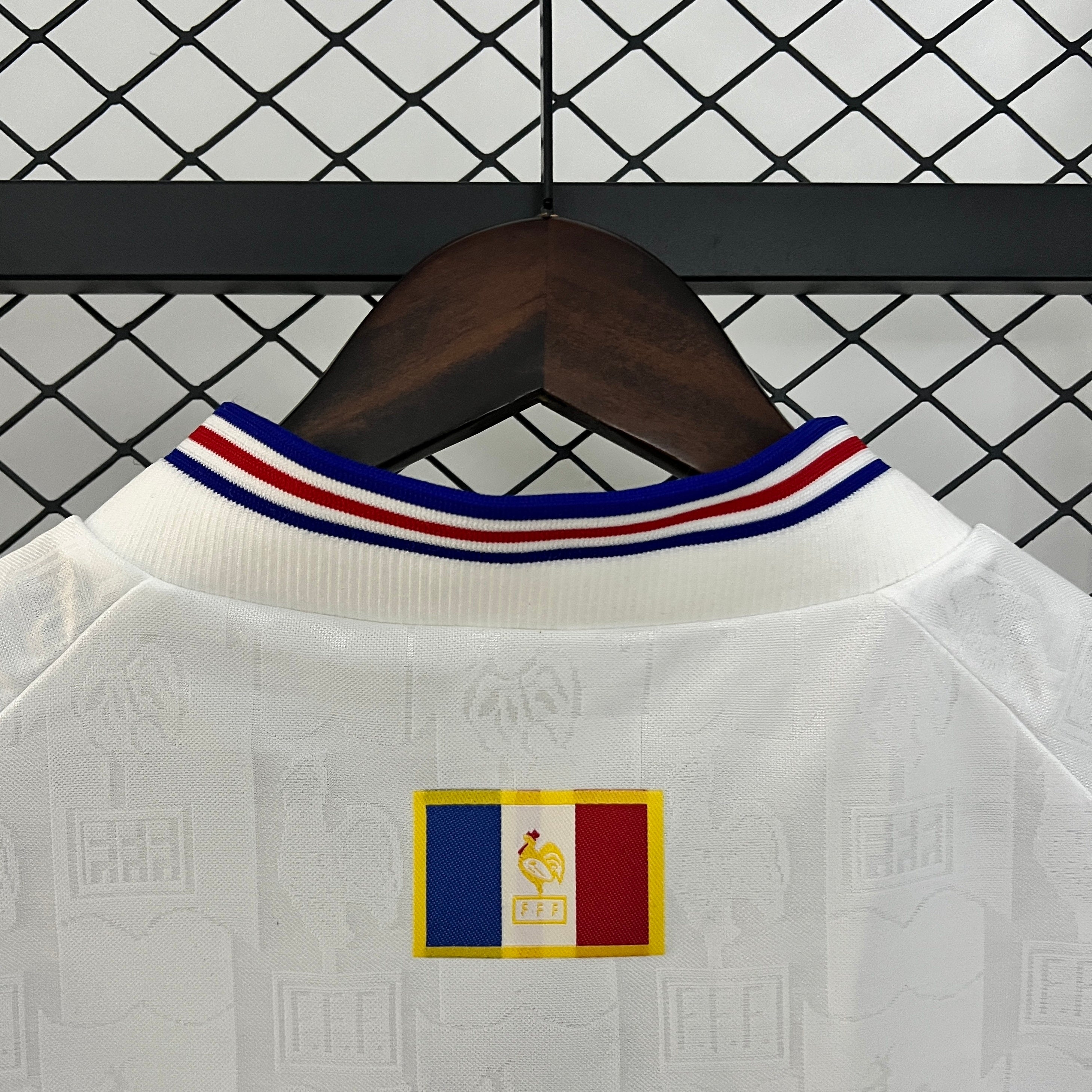 1990s France Retro Football Shirt | White Blue Home