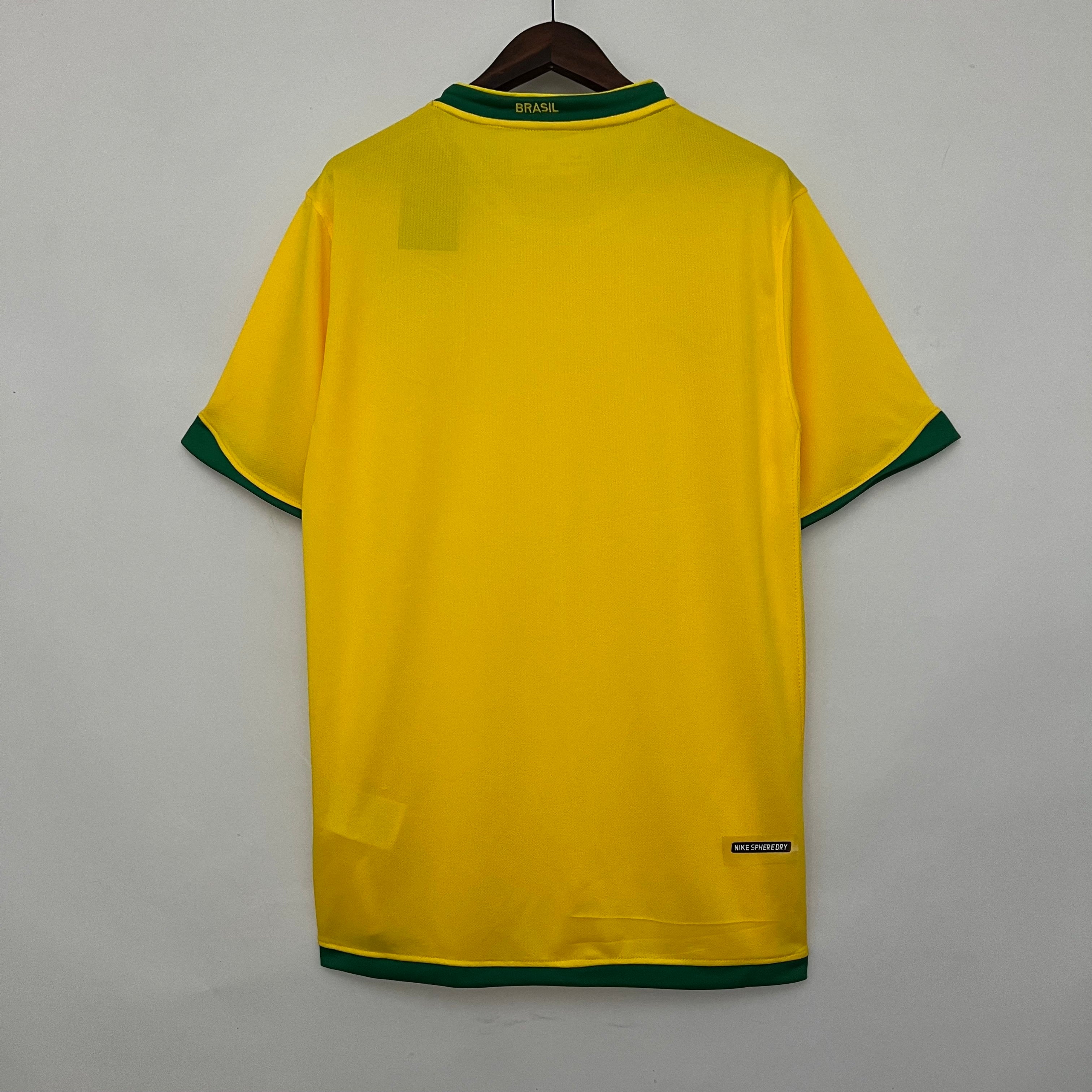 2000s Brazil Retro Football Shirt | Yellow Green Home