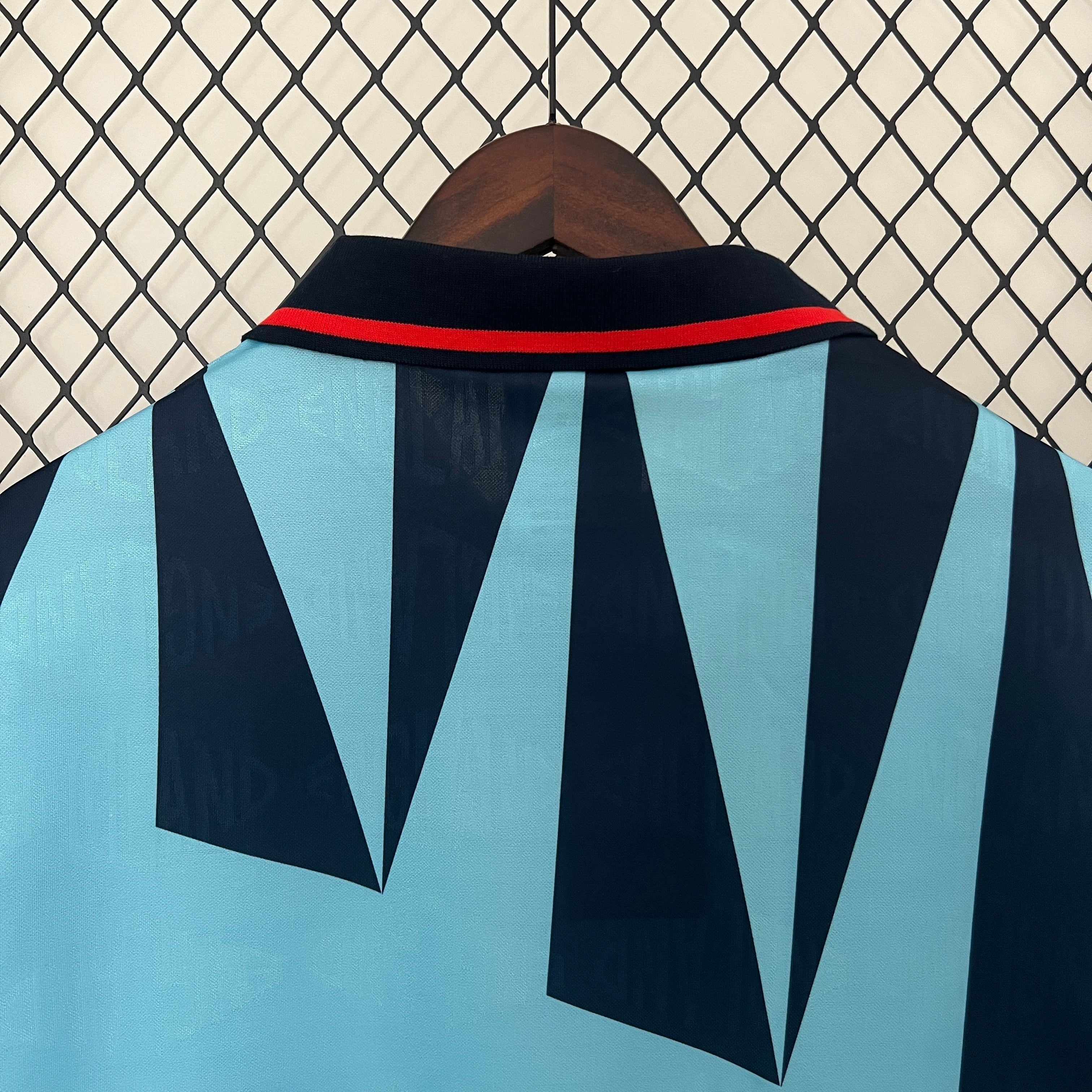 1990s England Retro Football Shirt | Sky Blue Navy Home