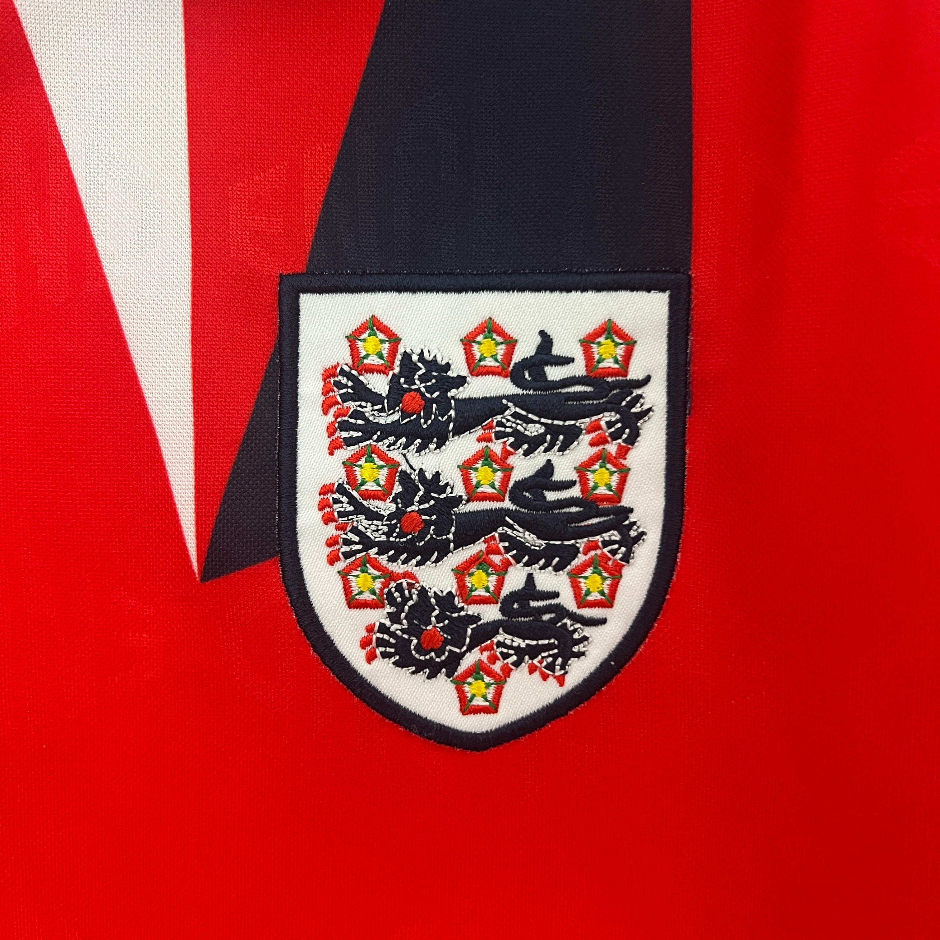 1990s England Retro Football Shirt | Red Black Home