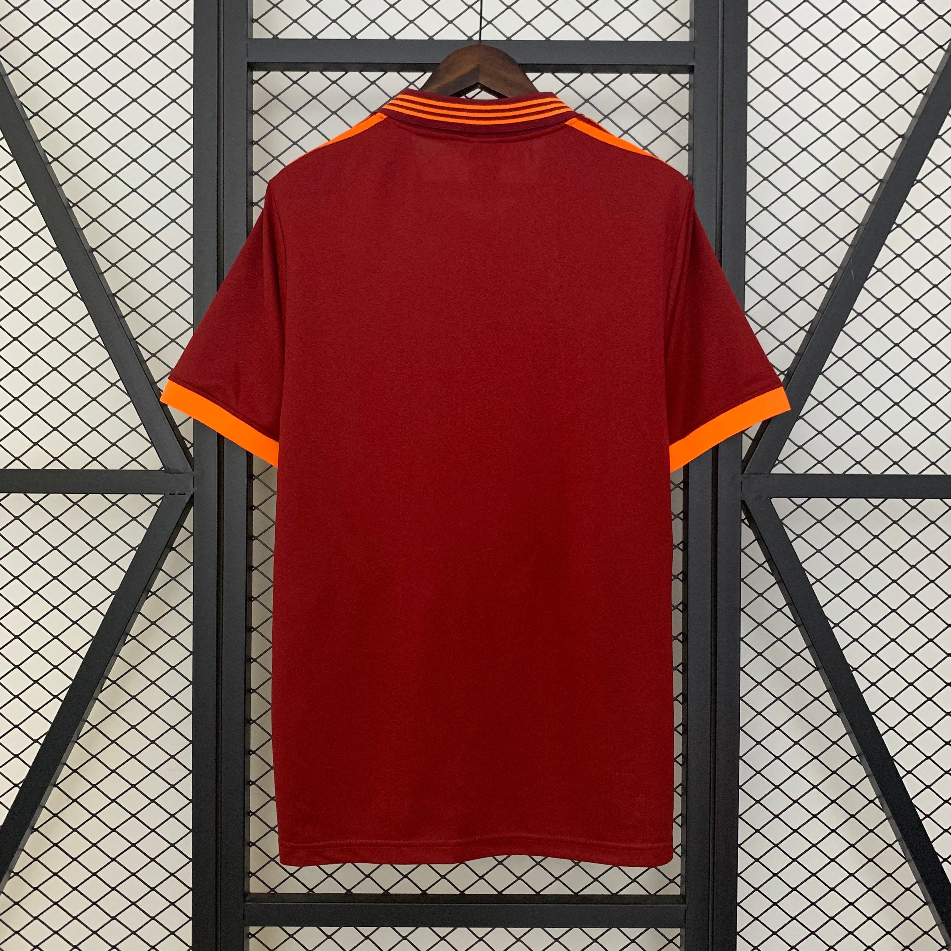 1980s Roma Retro Football Shirt | Maroon Orange Home