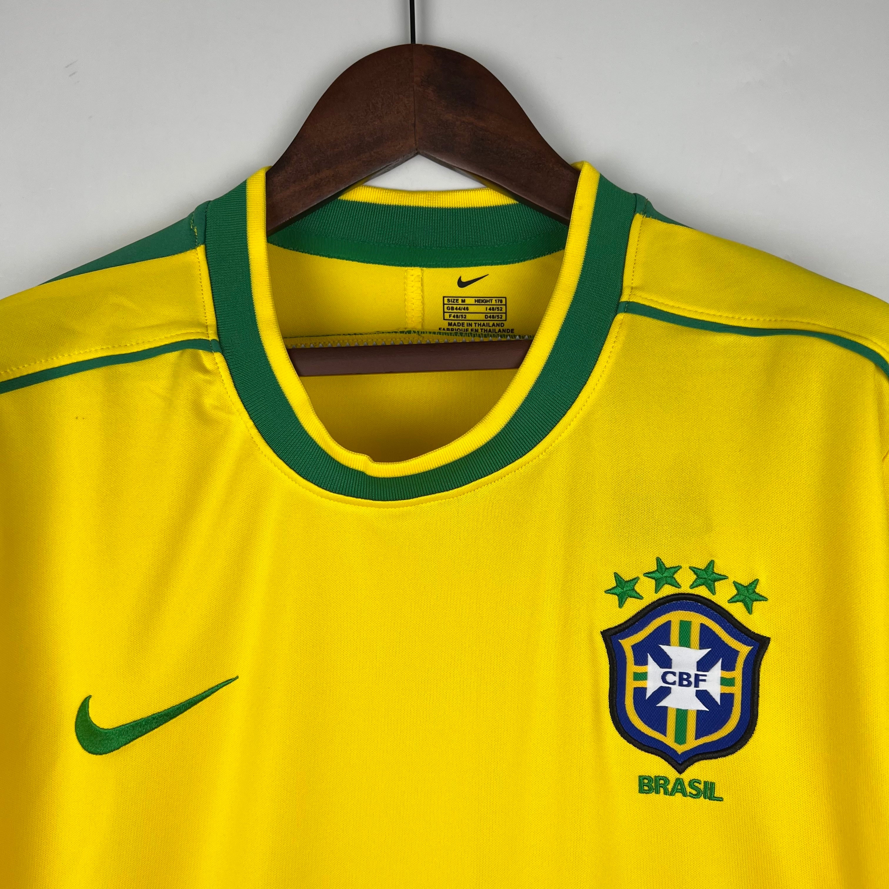 1990s Brazil Retro Football Shirt | Yellow Green Home