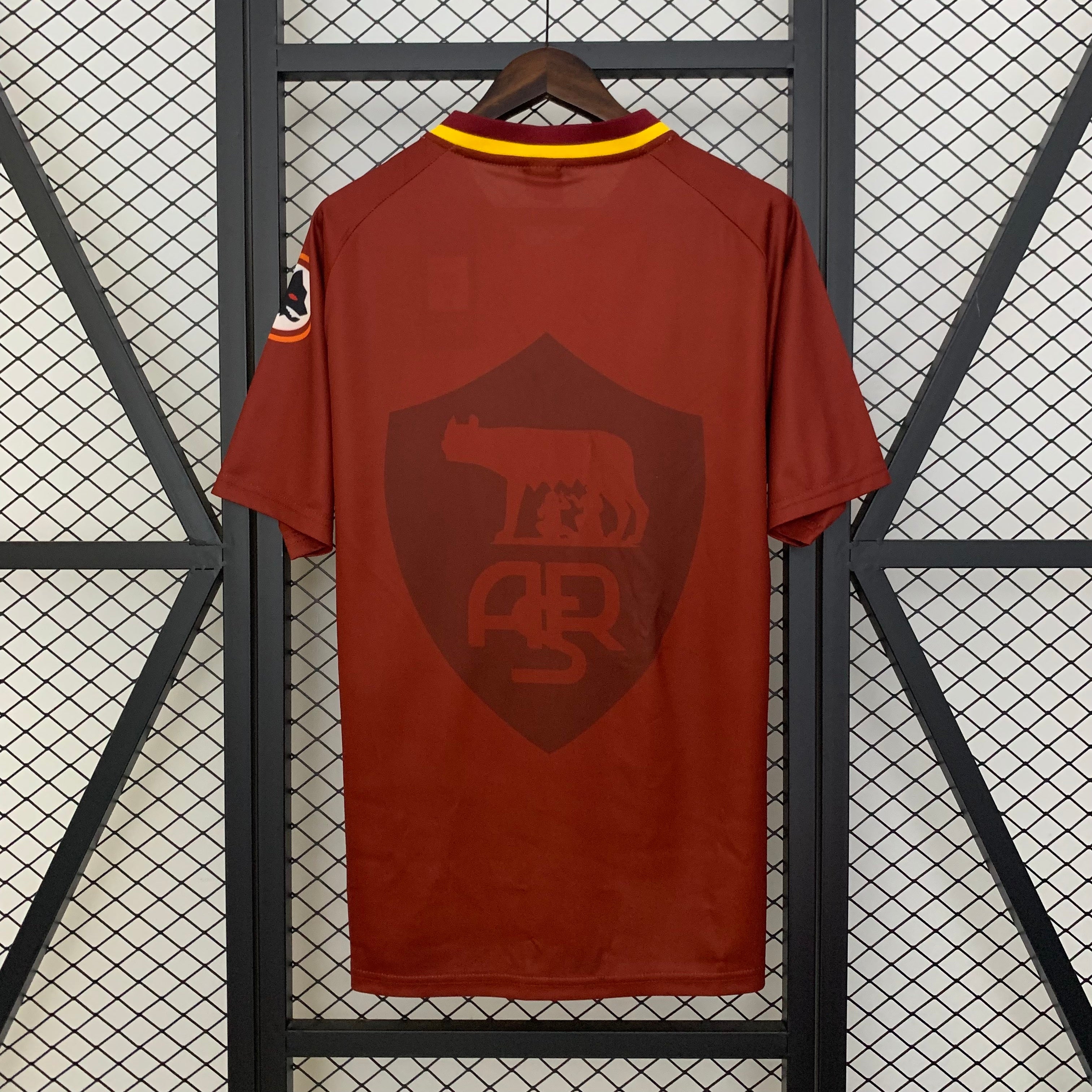 1990s AS Roma Retro Football Shirt | Maroon Yellow Home