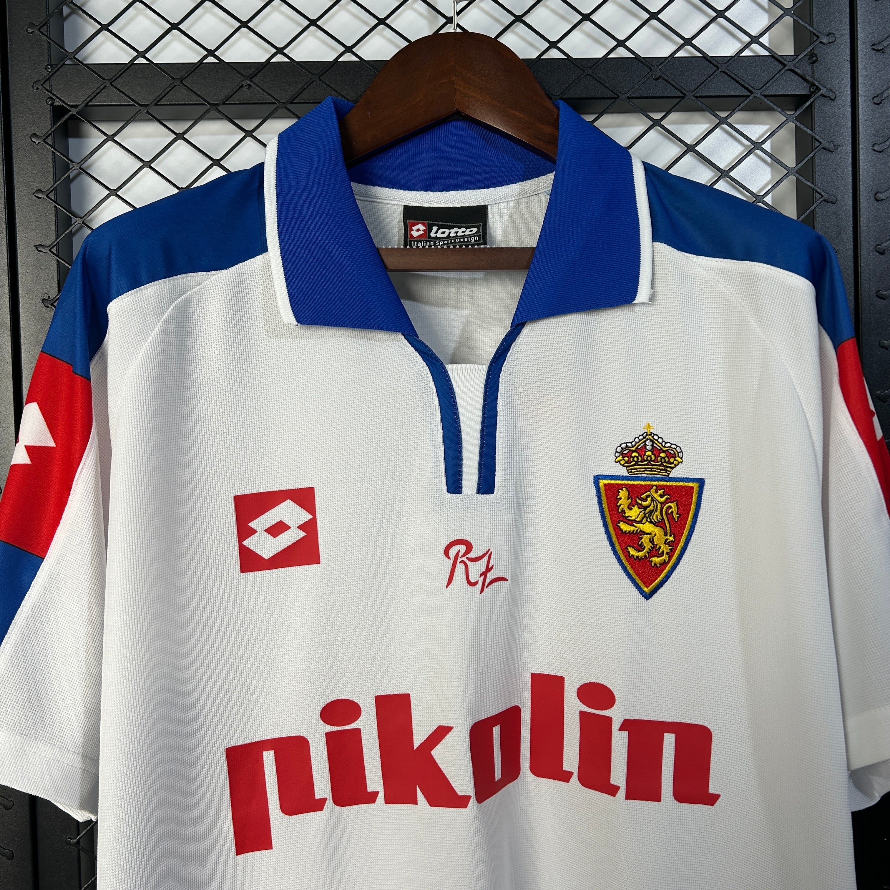 1990s Real Zaragoza Retro Football Shirt | White Blue Home