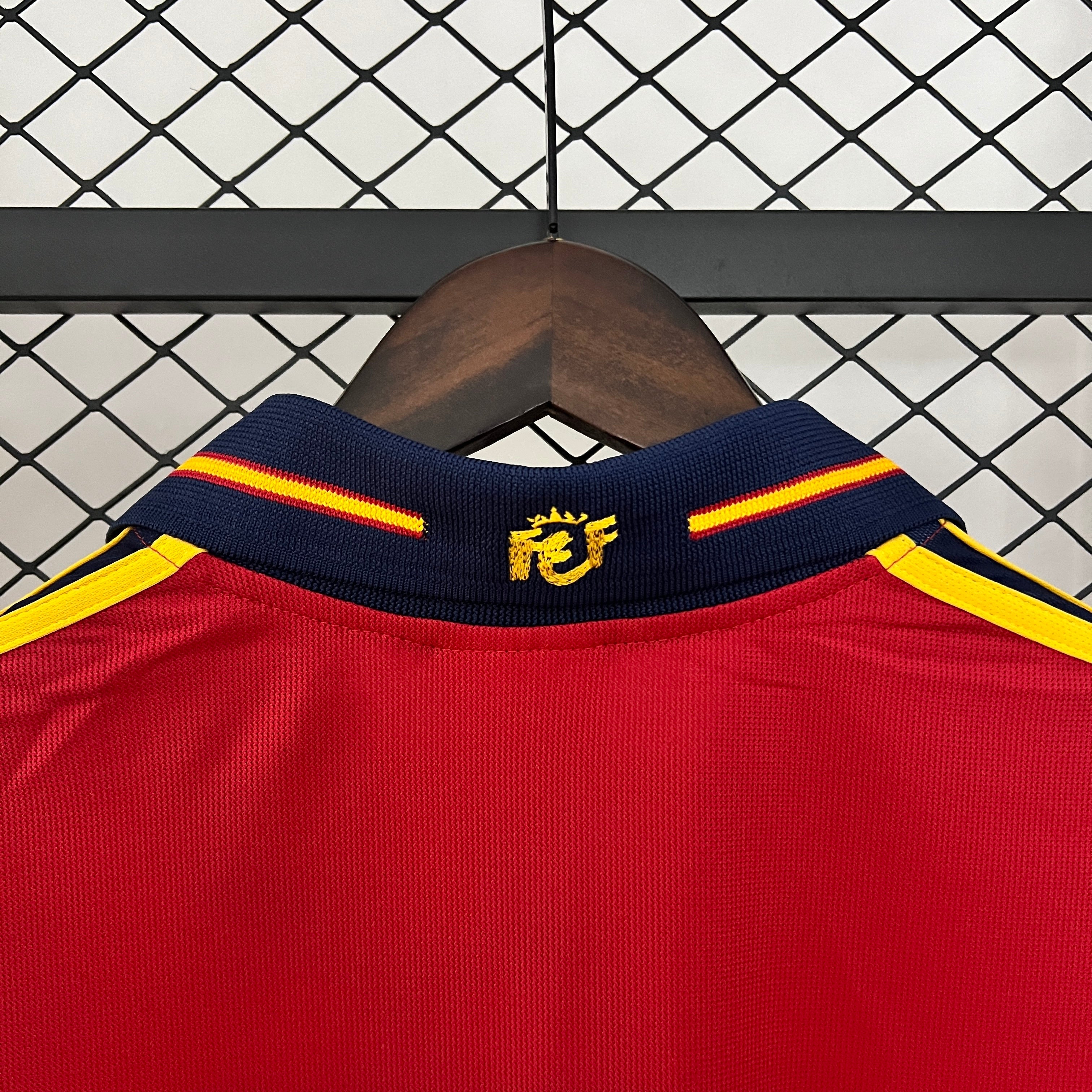 1990s Spain Retro Football Shirt | Red Navy Home
