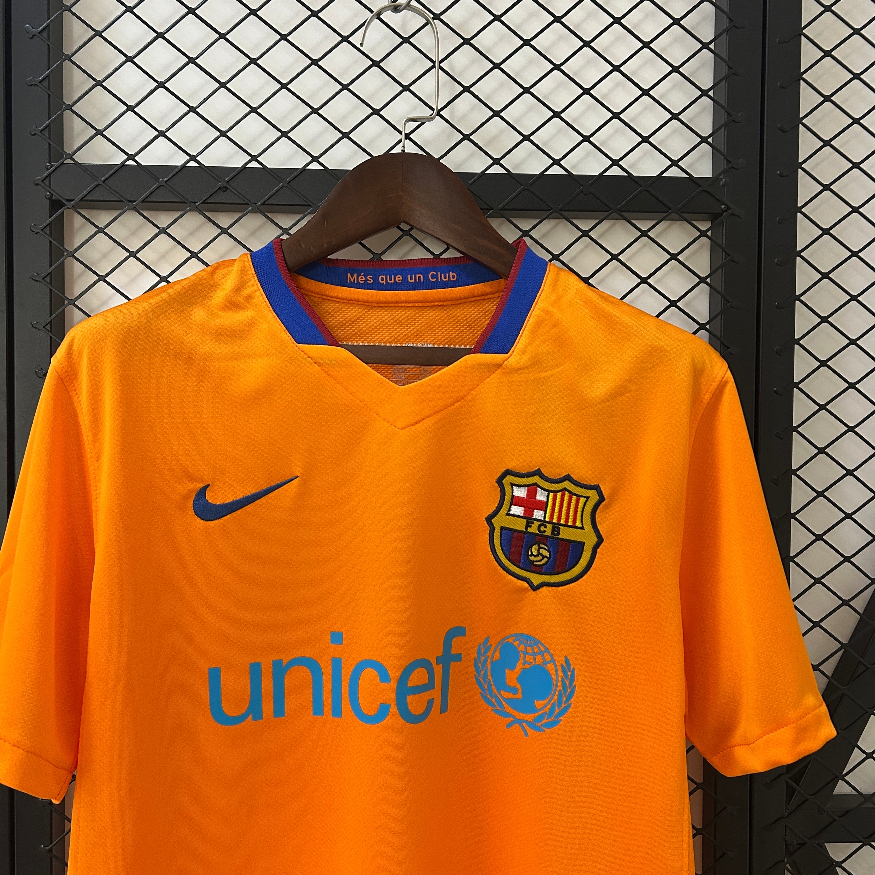 2010s Barcelona Retro Football Shirt | Orange Blue Home