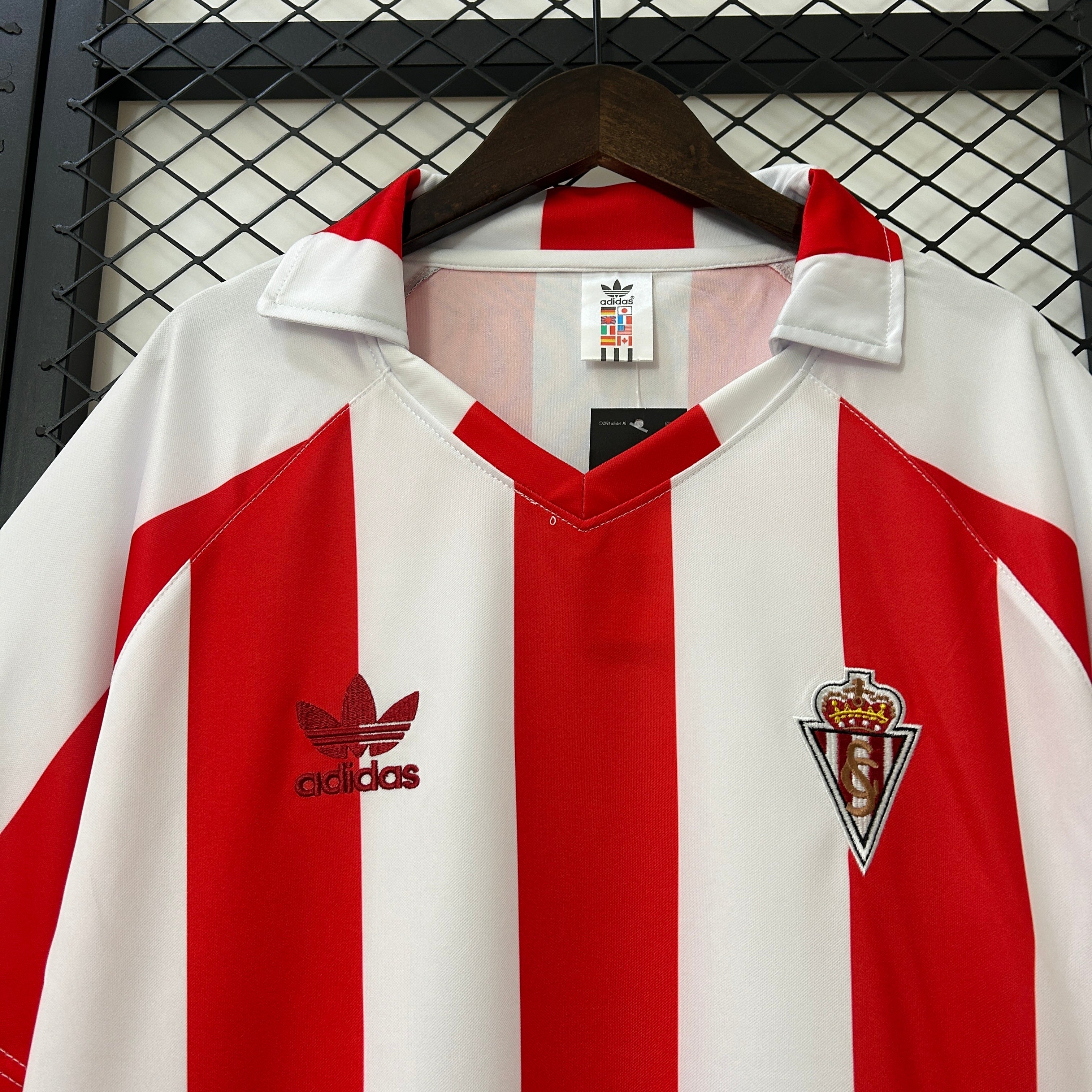 1990s Sporting Gijon Retro Football Shirt | Red White Home