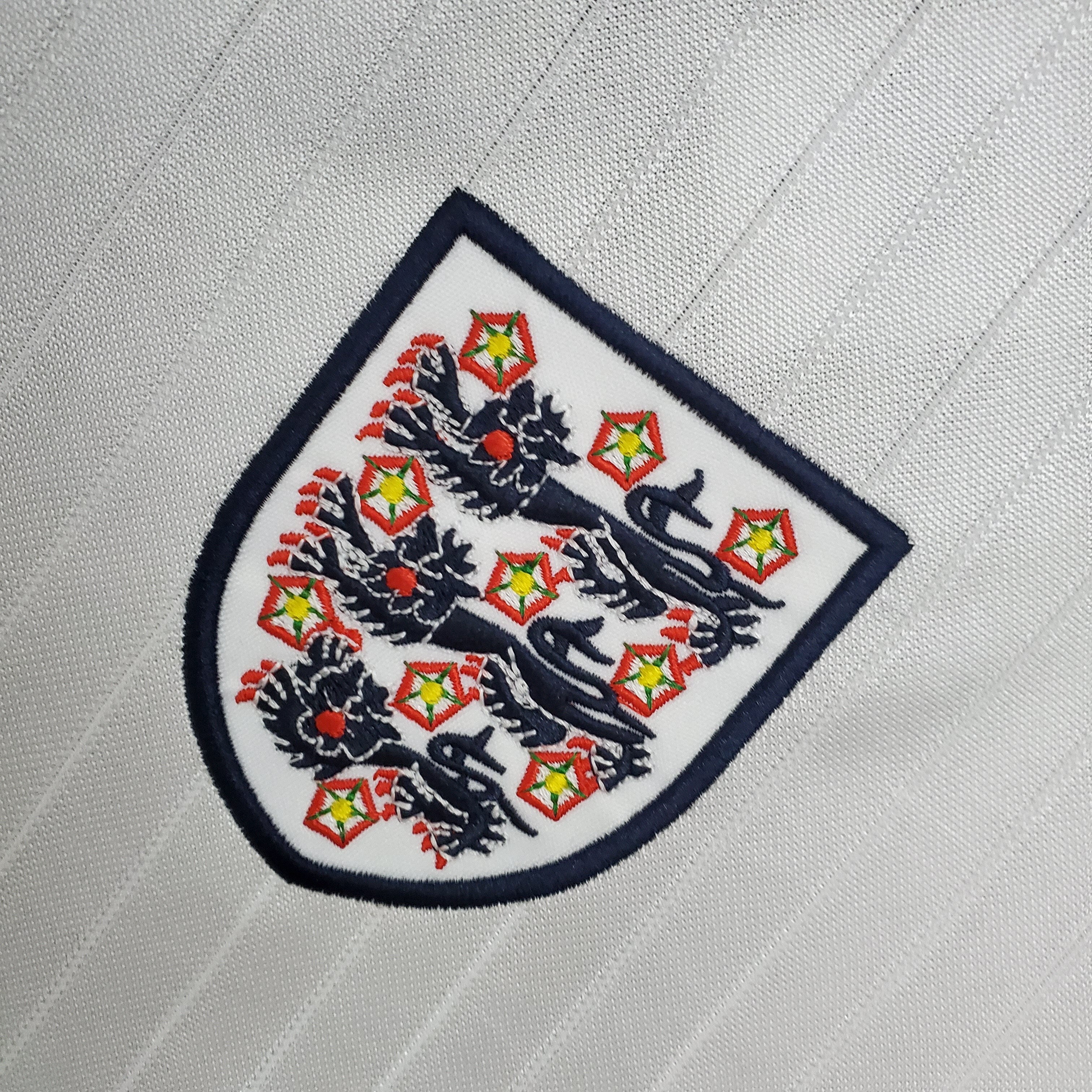 1980s England Retro Football Shirt | White Navy Home