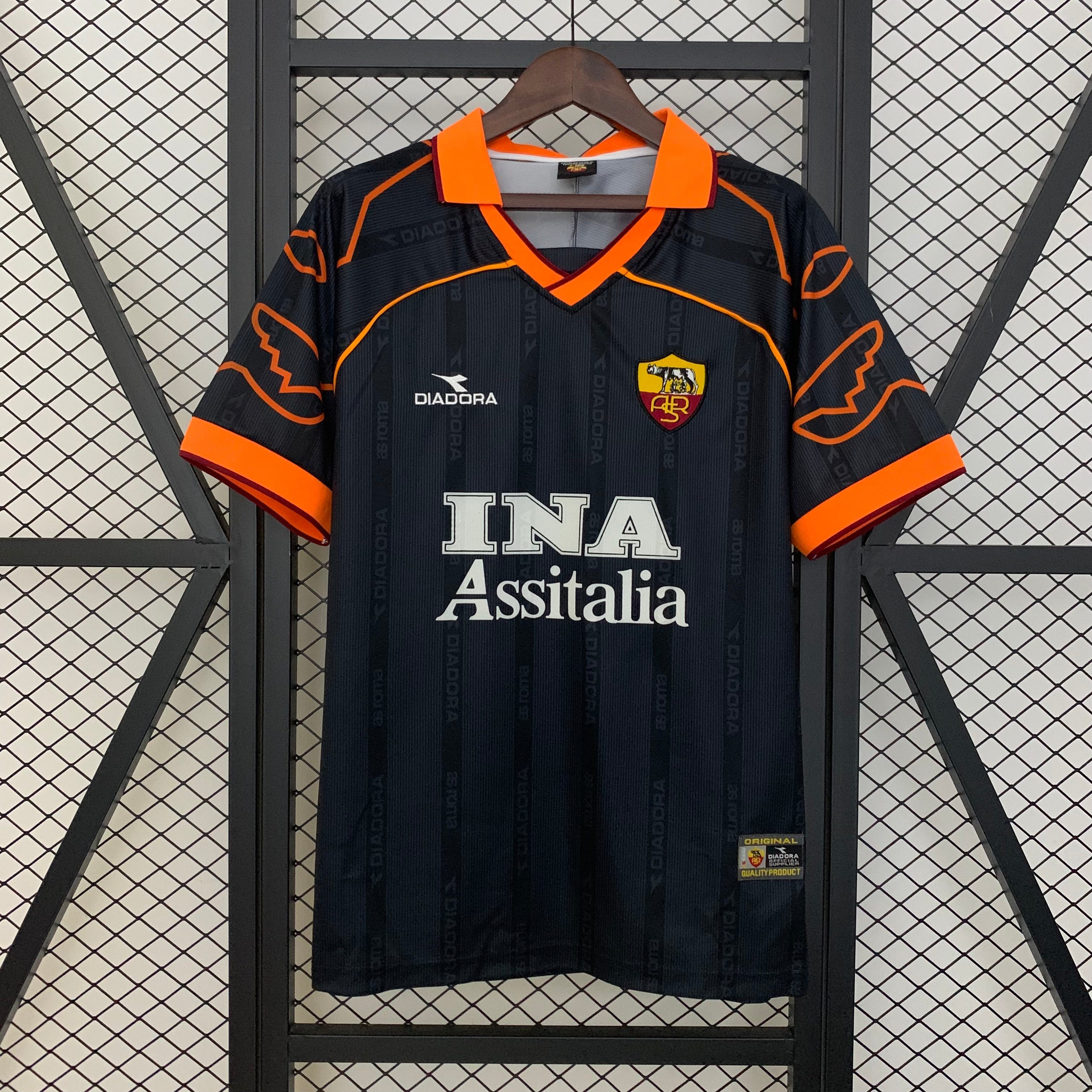 1990s AS Roma Retro Football Shirt | Black Orange Home