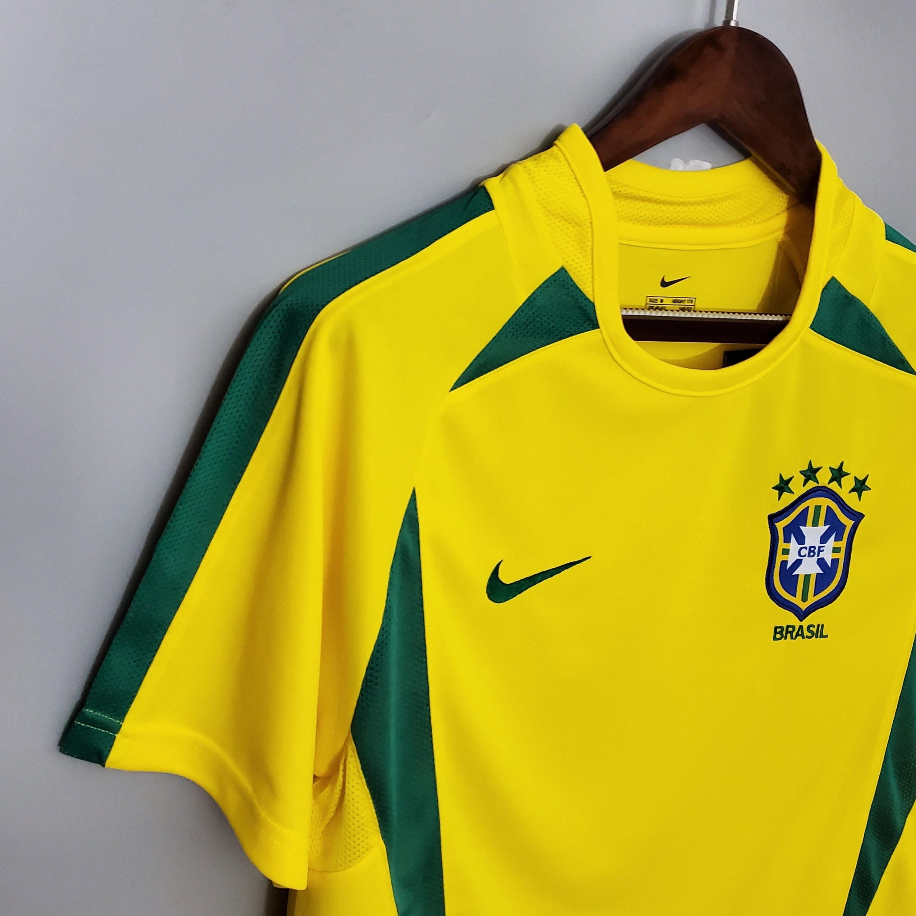 2000s Brasil Retro Football Shirt | Yellow Green Home