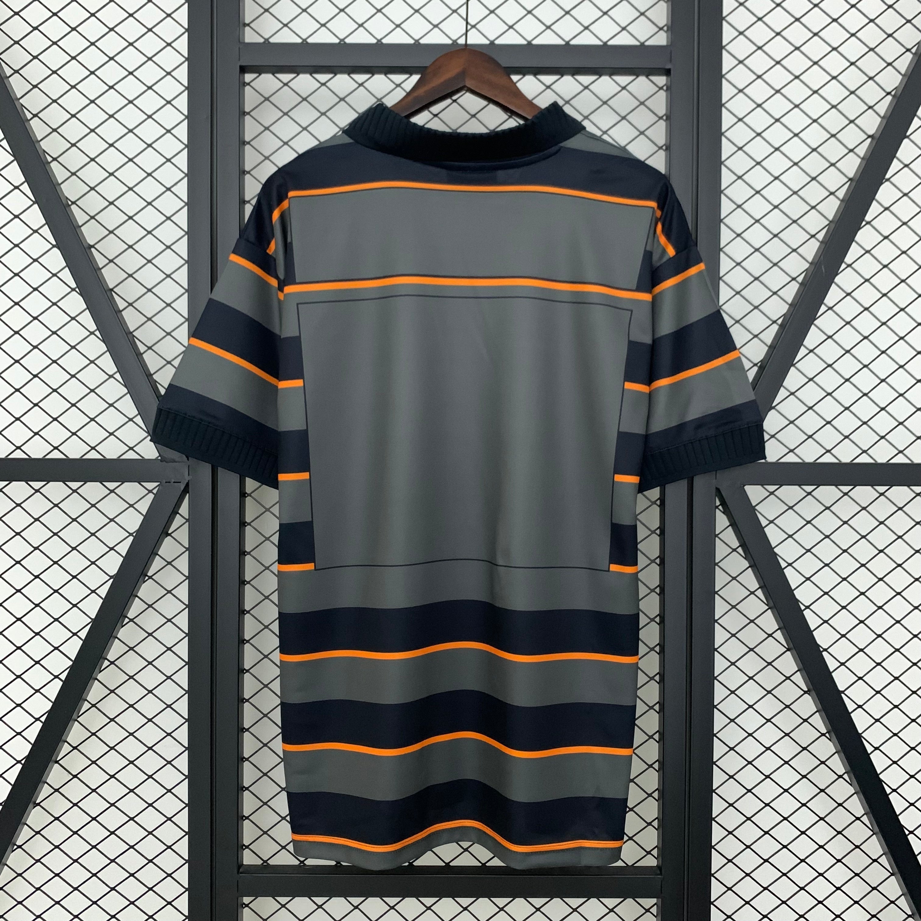 1990s Valencia Retro Football Shirt | Black Orange Home