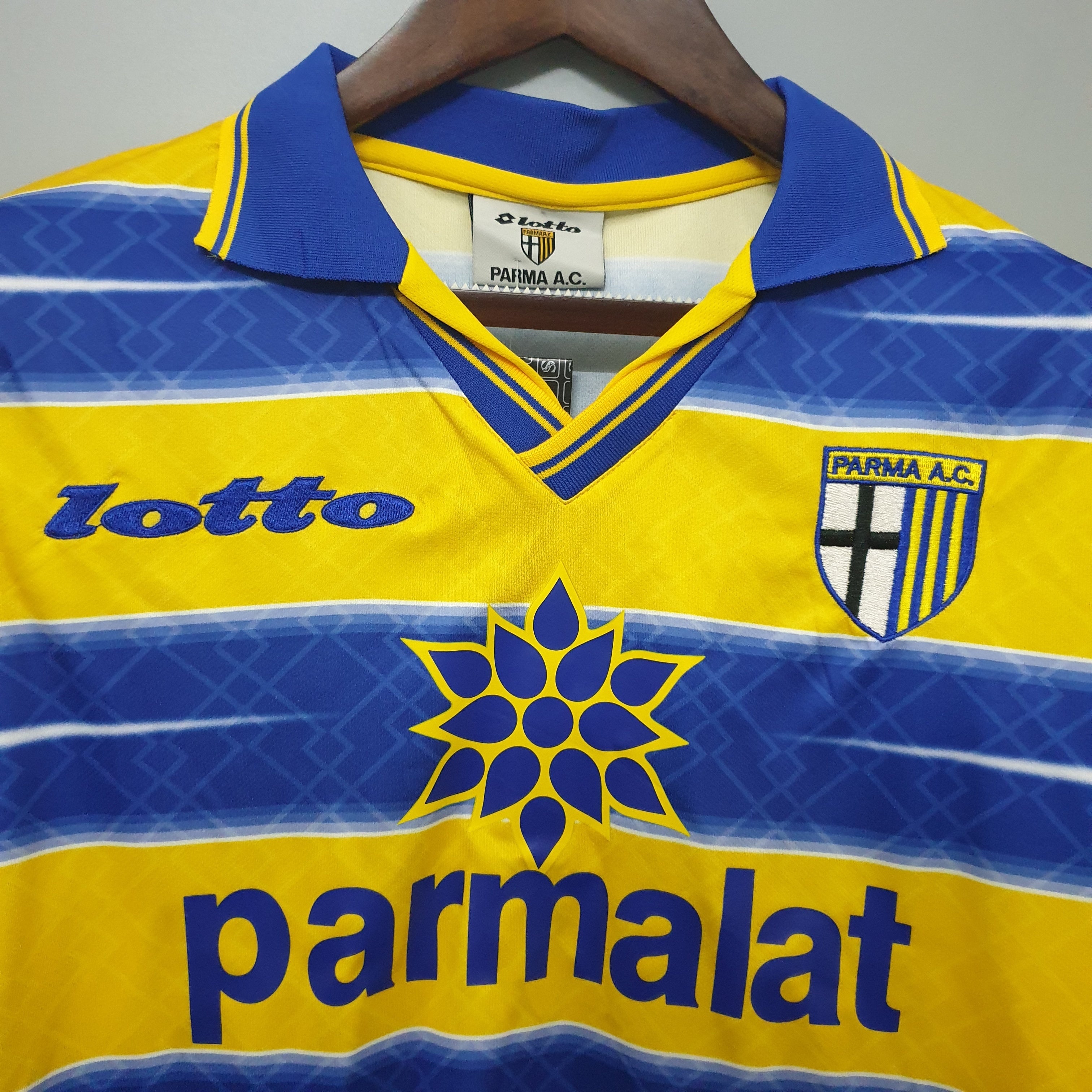 1990s Parma Retro Football Shirt | Yellow Blue Home
