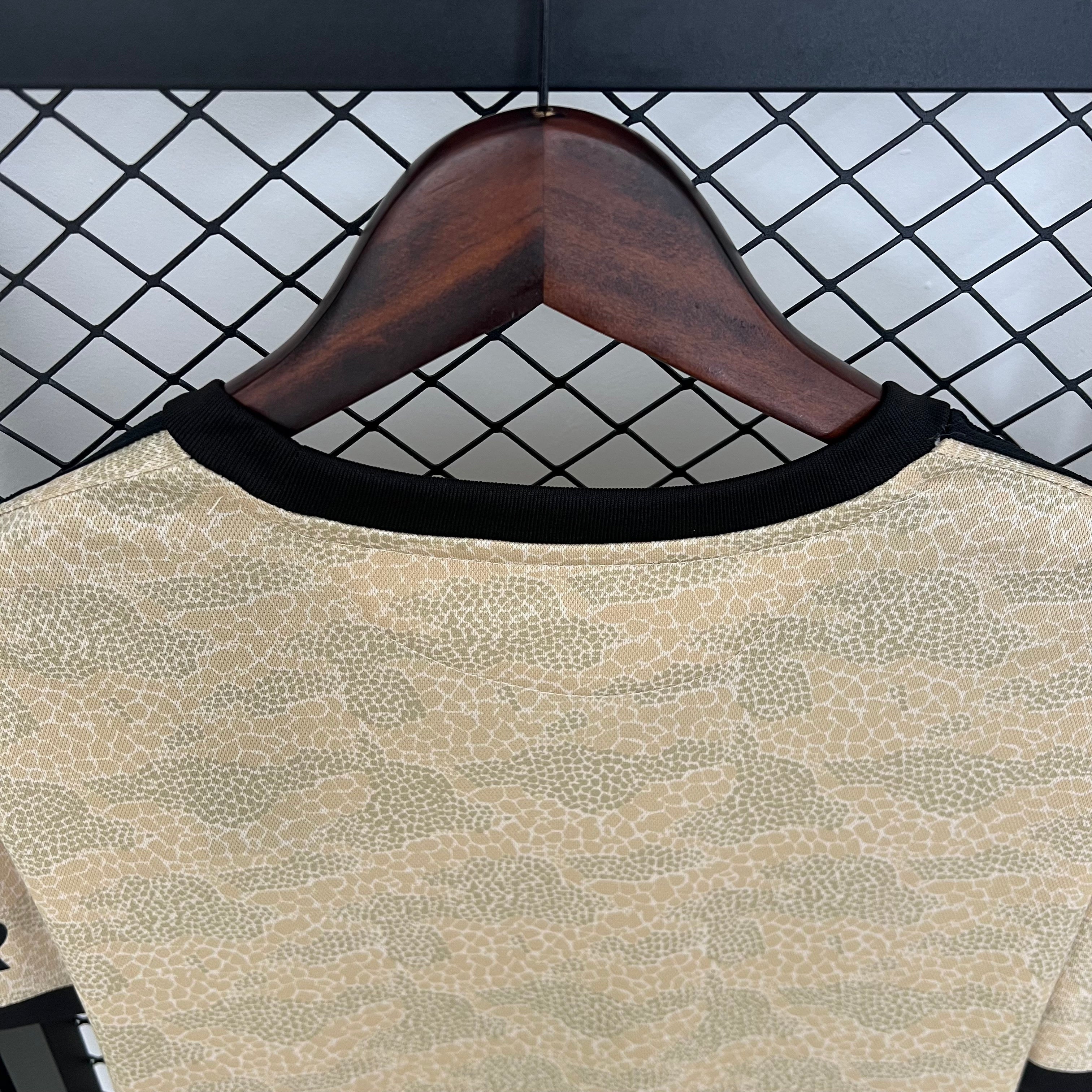2020s Manchester United Retro Football Shirt | Beige Black Home