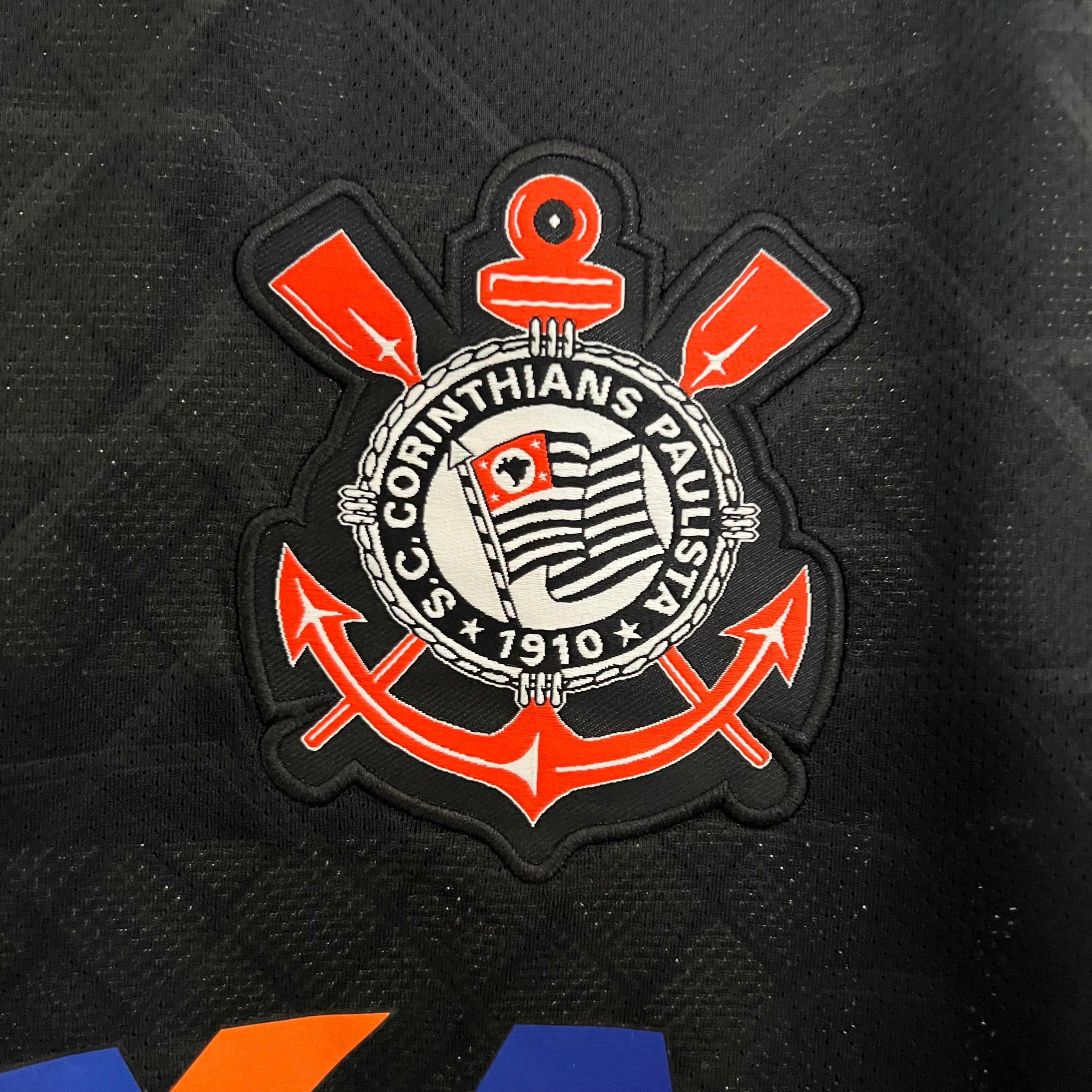 2010s Corinthians Retro Football Shirt | Black White Away
