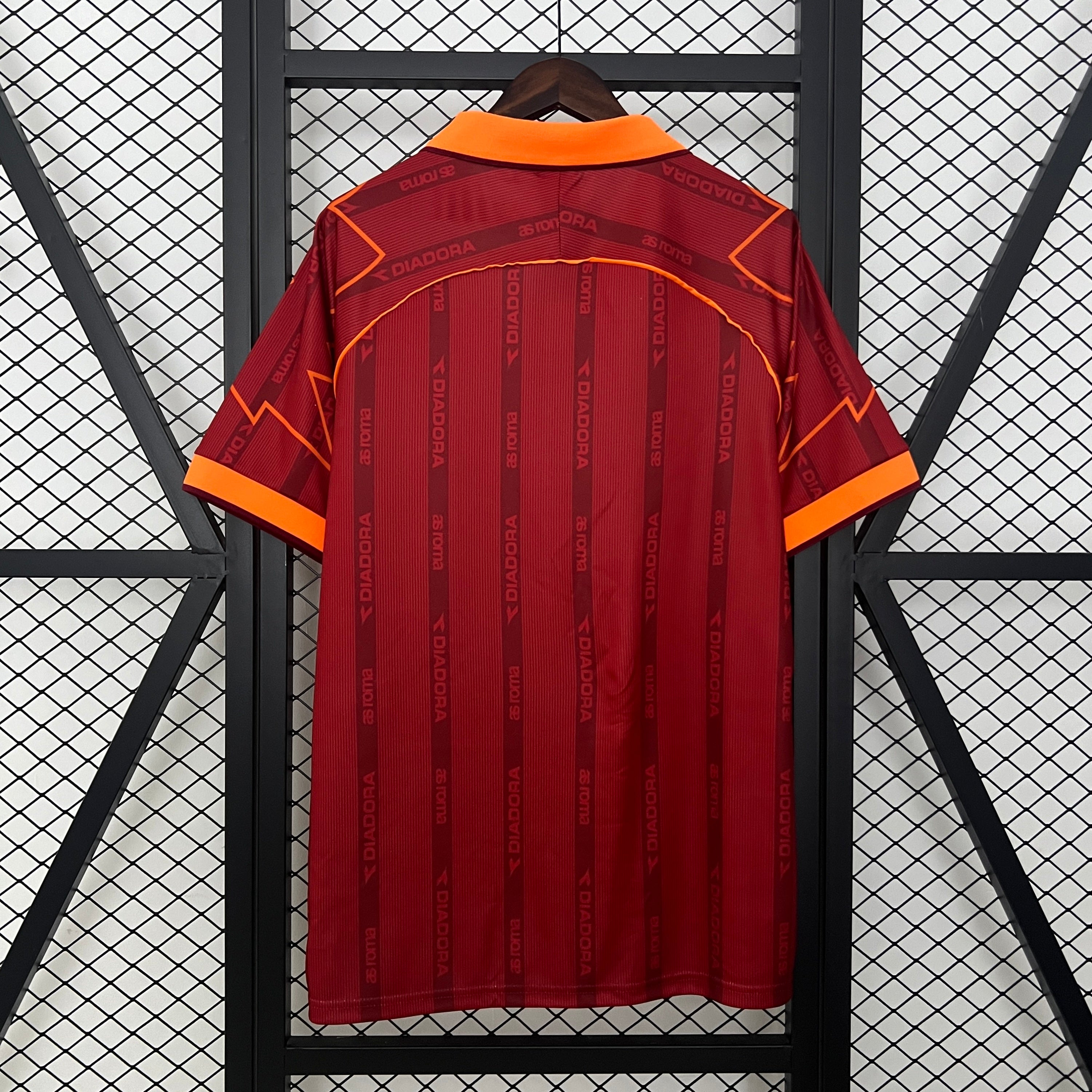 1990s AS Roma Retro Football Shirt | Maroon Orange Home