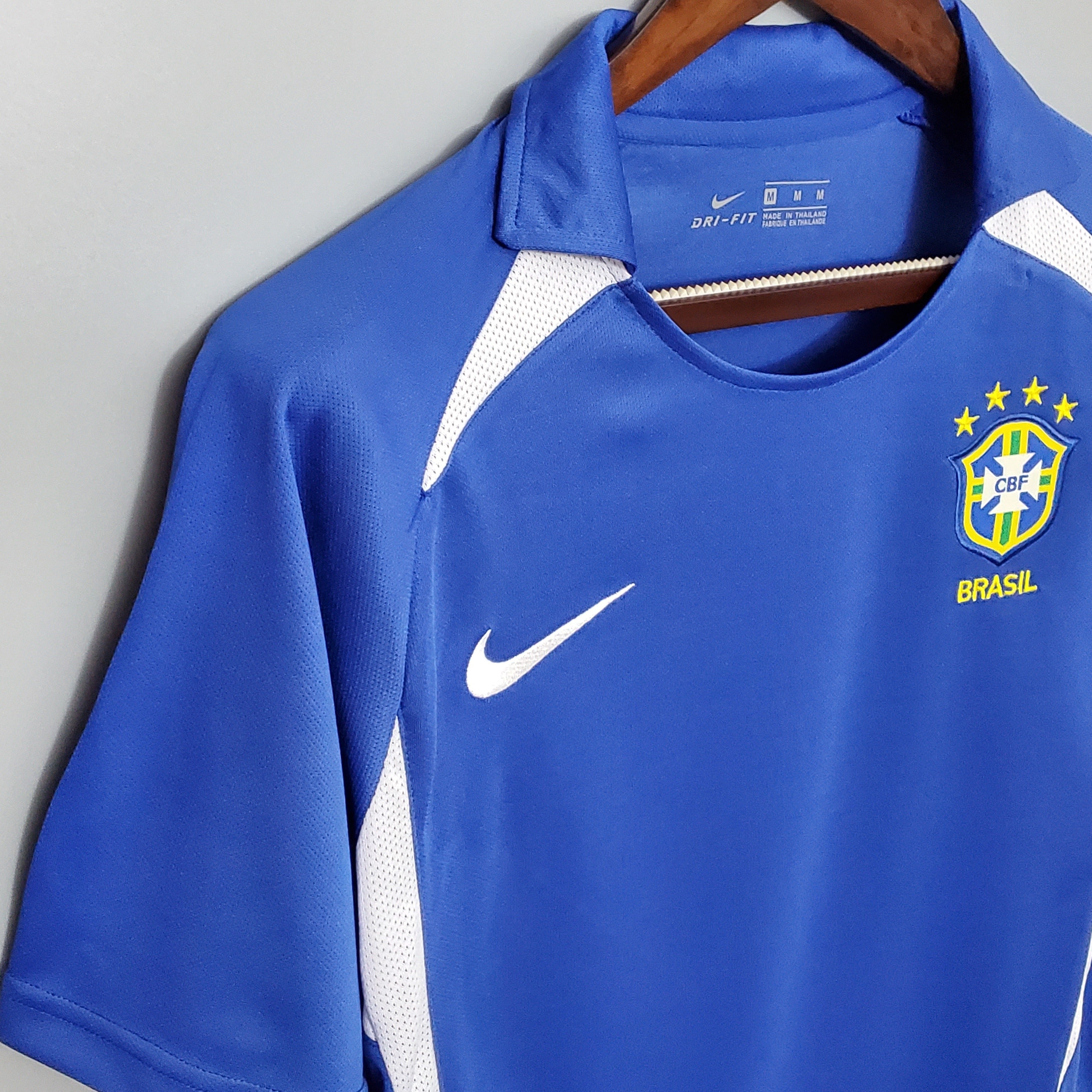 2000s Brazil Retro Football Shirt | Blue White Home