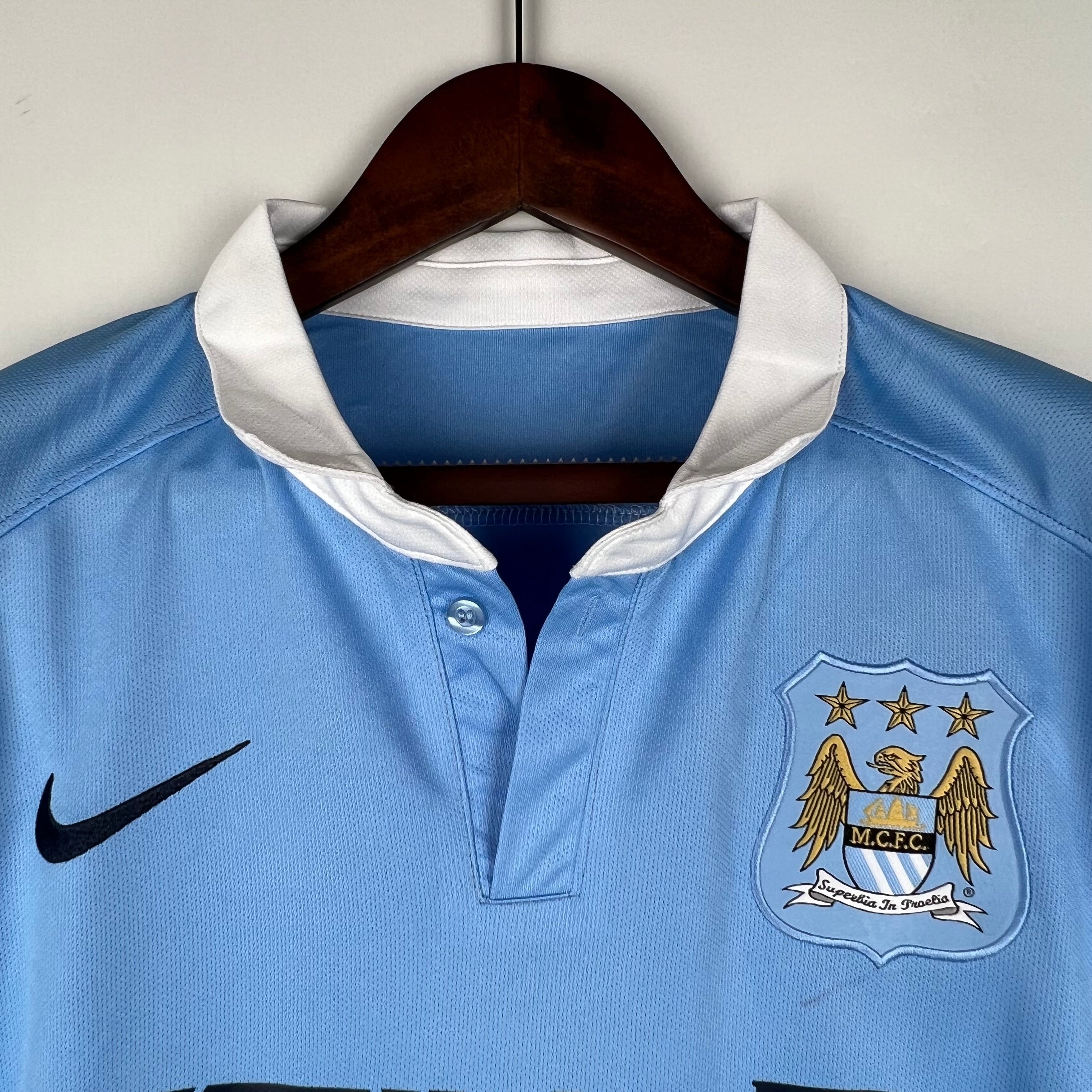 2010s Manchester City Retro Football Shirt | Sky Blue White Home