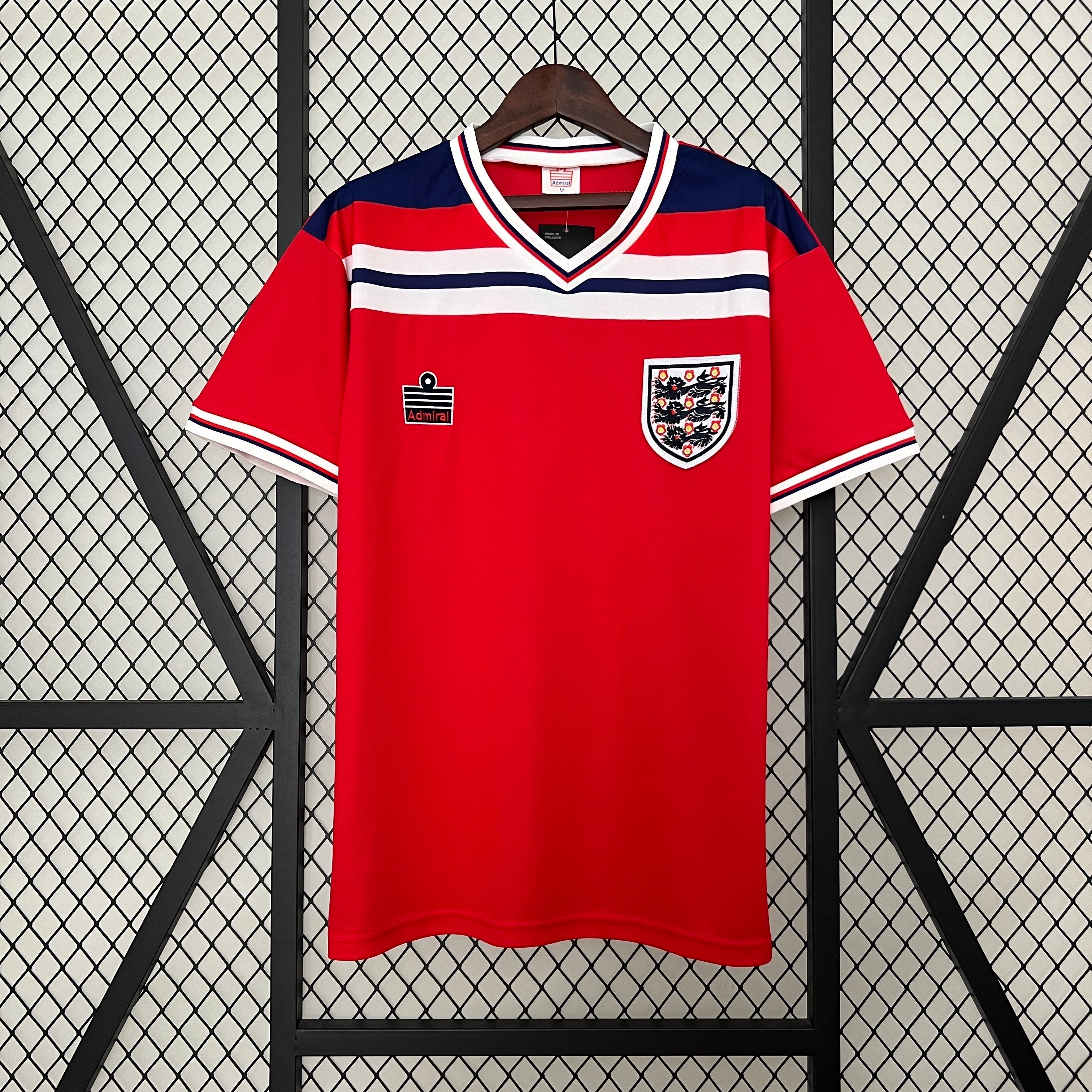 1980s England Retro Football Shirt | Red Navy Home