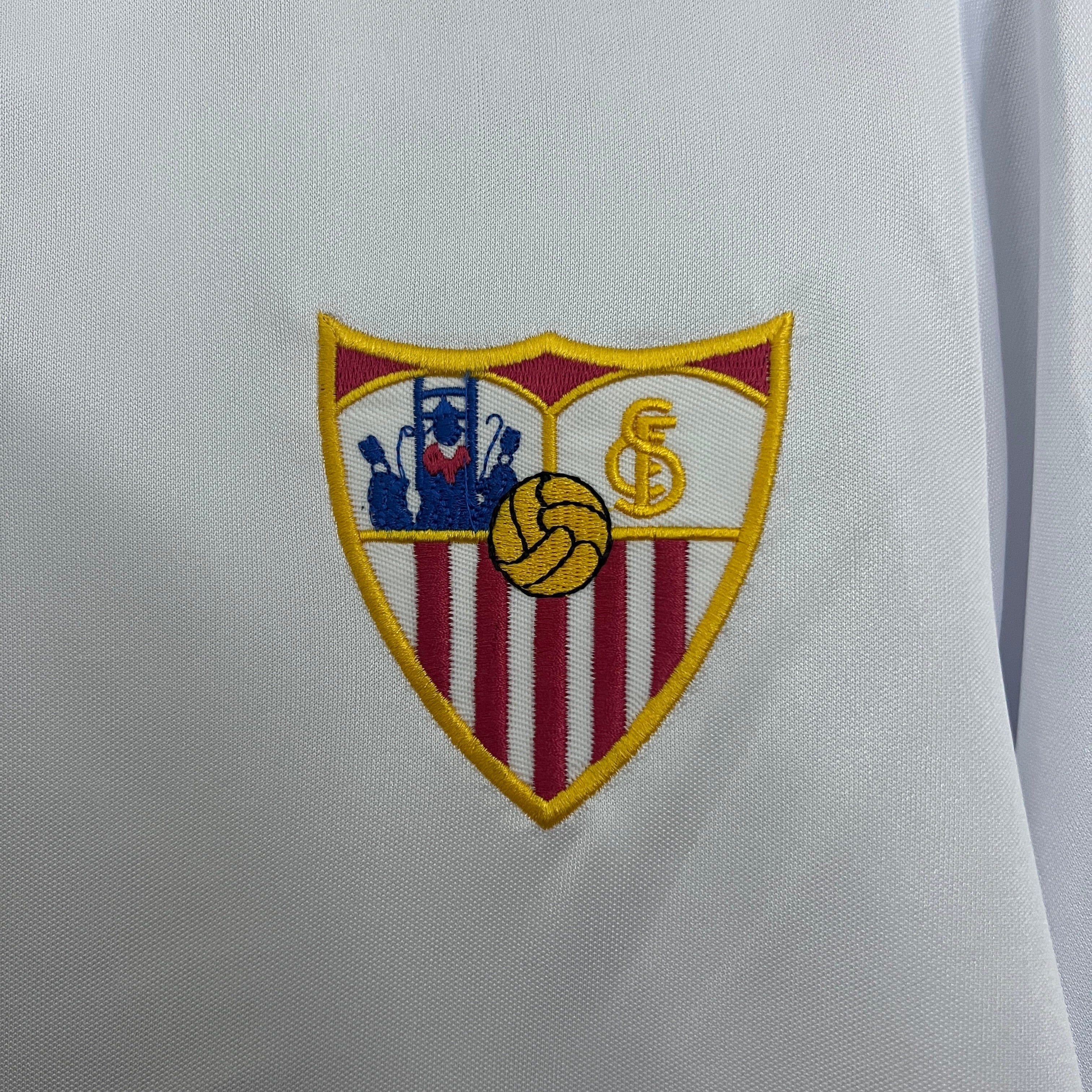 1990s Sevilla Retro Football Shirt | White Burgundy Home