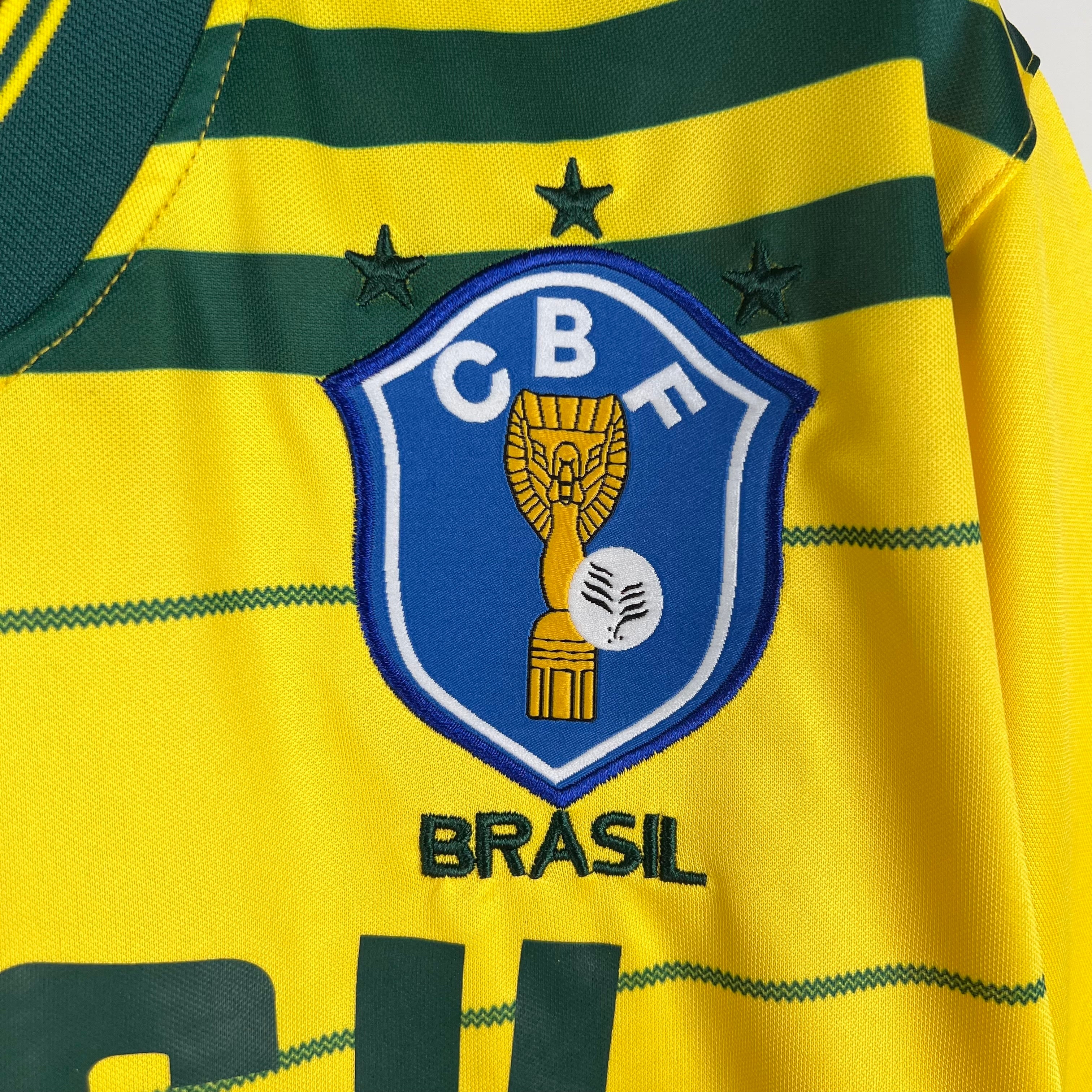 1990s Brazil Retro Football Shirt | Yellow Green Home