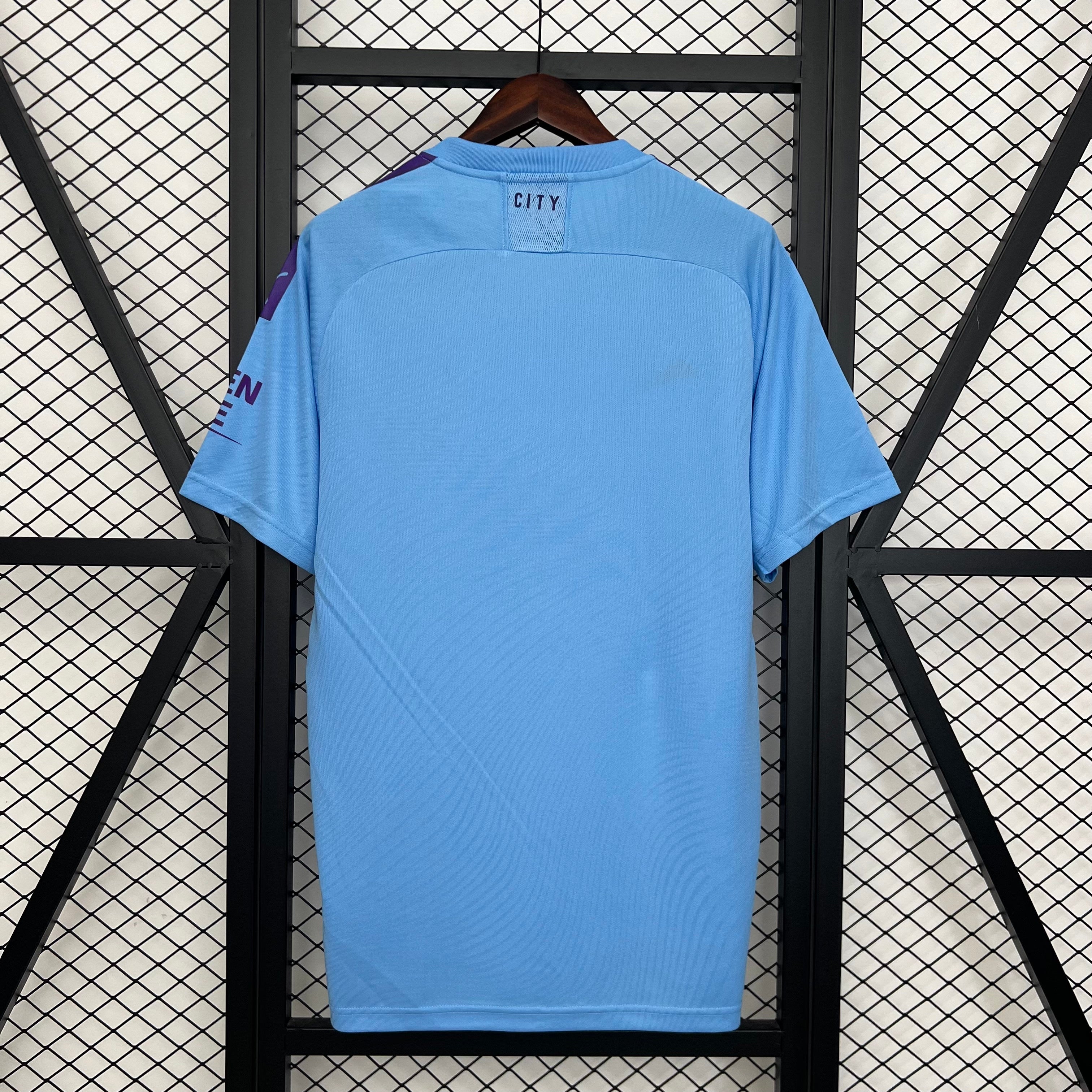 2020s Manchester City Retro Football Shirt | Sky Blue Purple Home