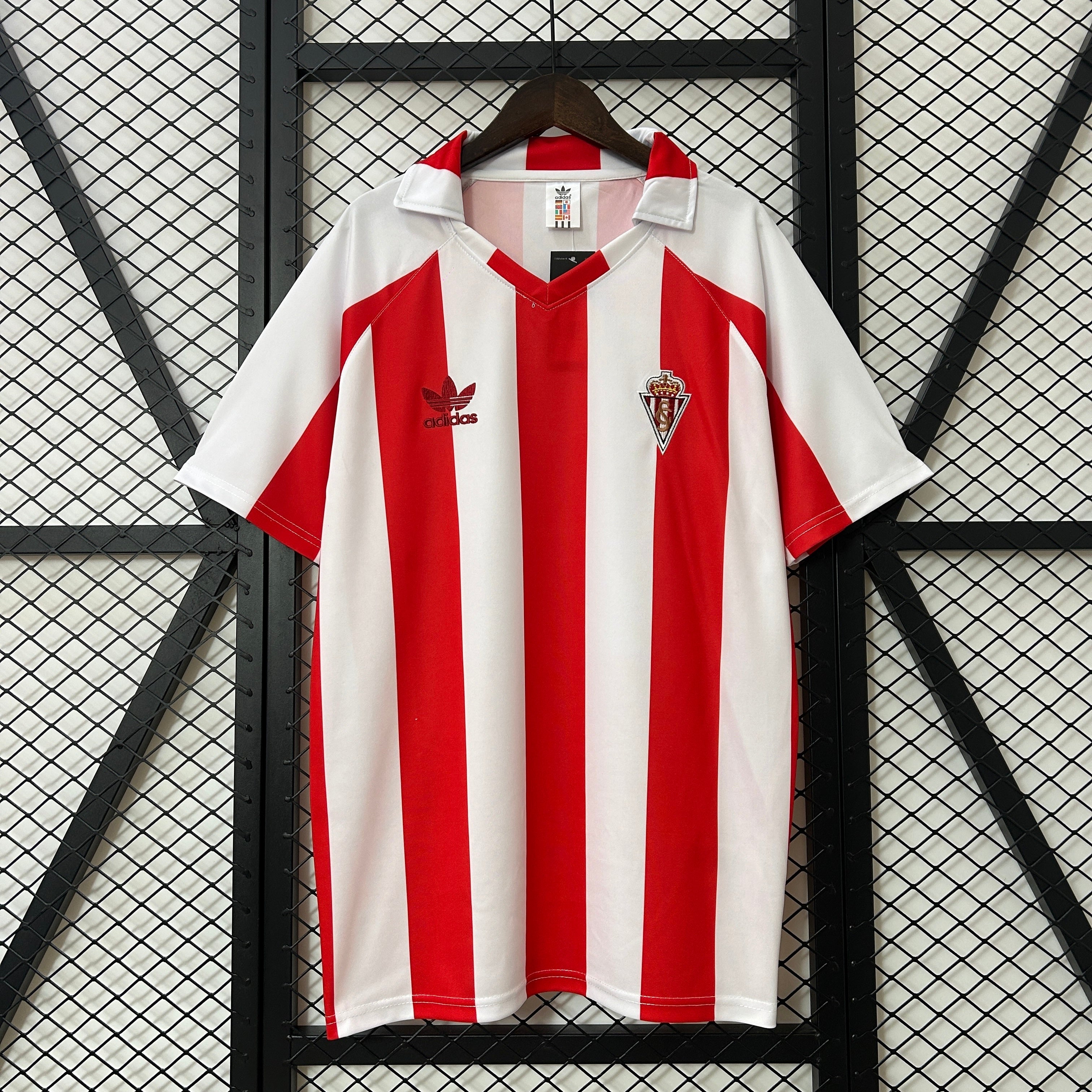 1990s Sporting Gijon Retro Football Shirt | Red White Home