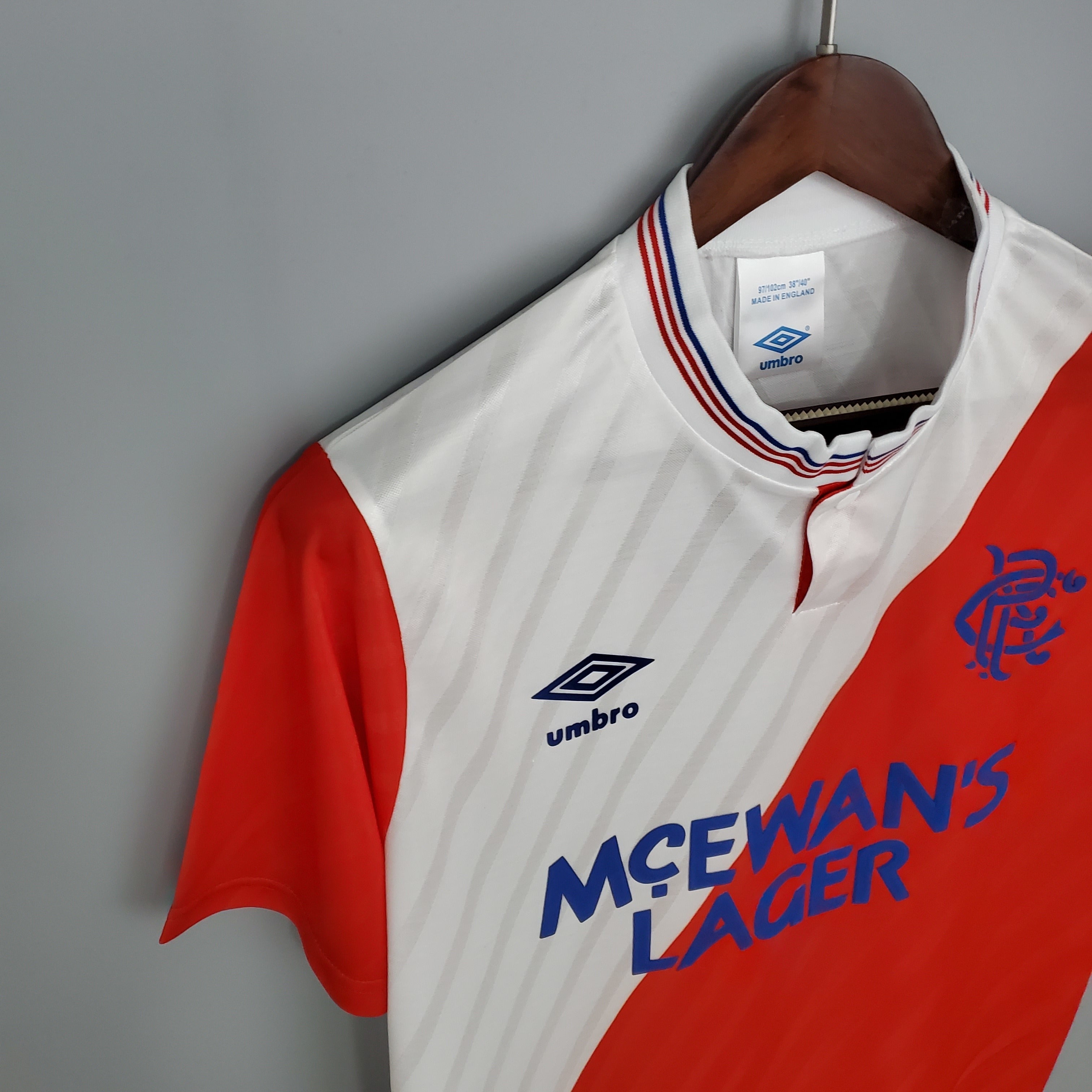 1990s Rangers Retro Football Shirt | White Red Home