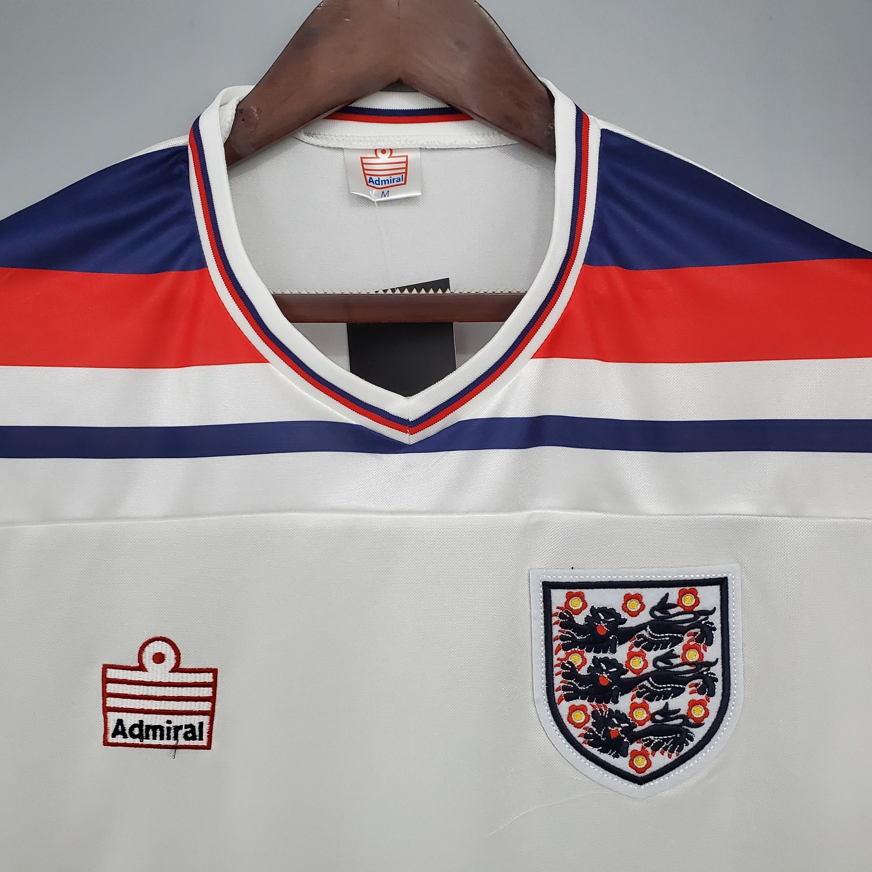 1980s England Retro Football Shirt | White Red Home