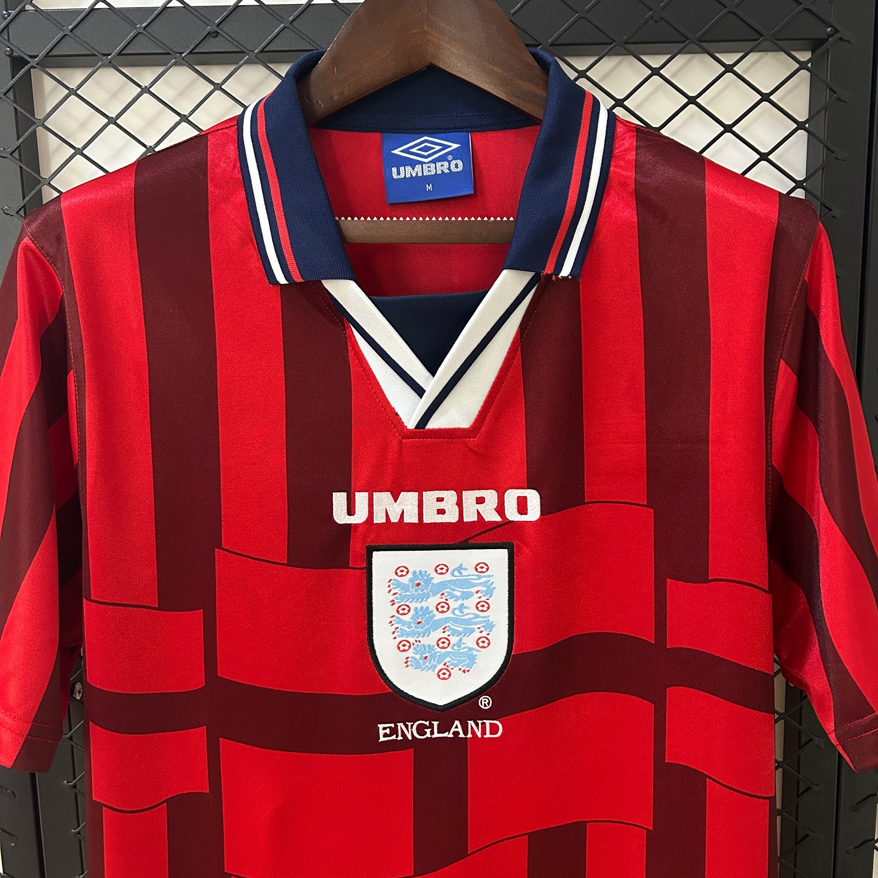 1990s England Retro Football Shirt | Red Black Home