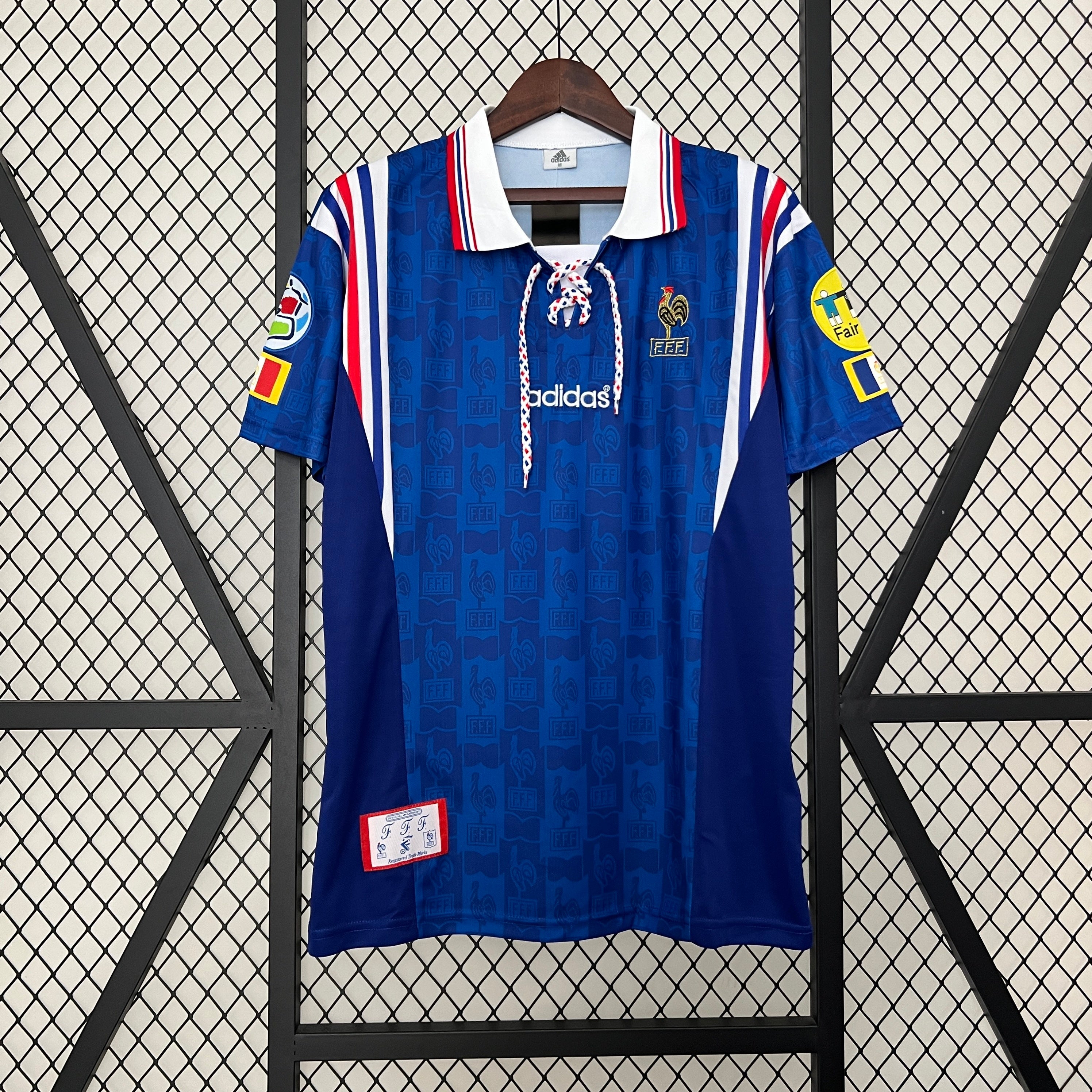 1990s France Retro Football Shirt | Blue White Home