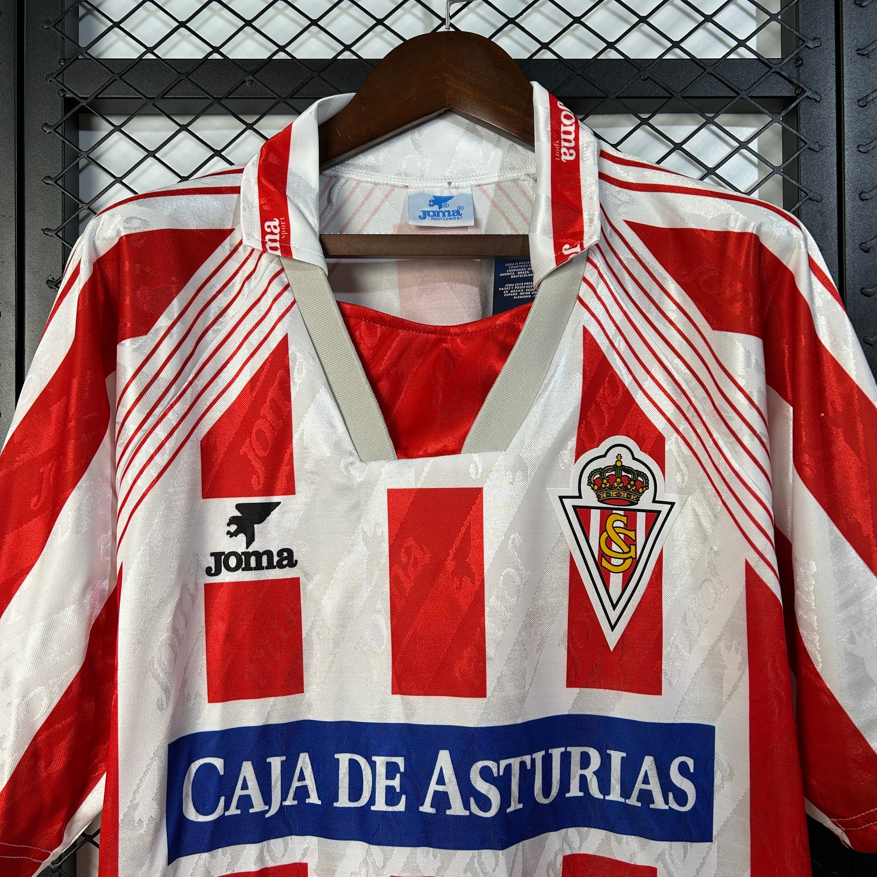 1990s Sporting Gijon Retro Football Shirt | Red White Home