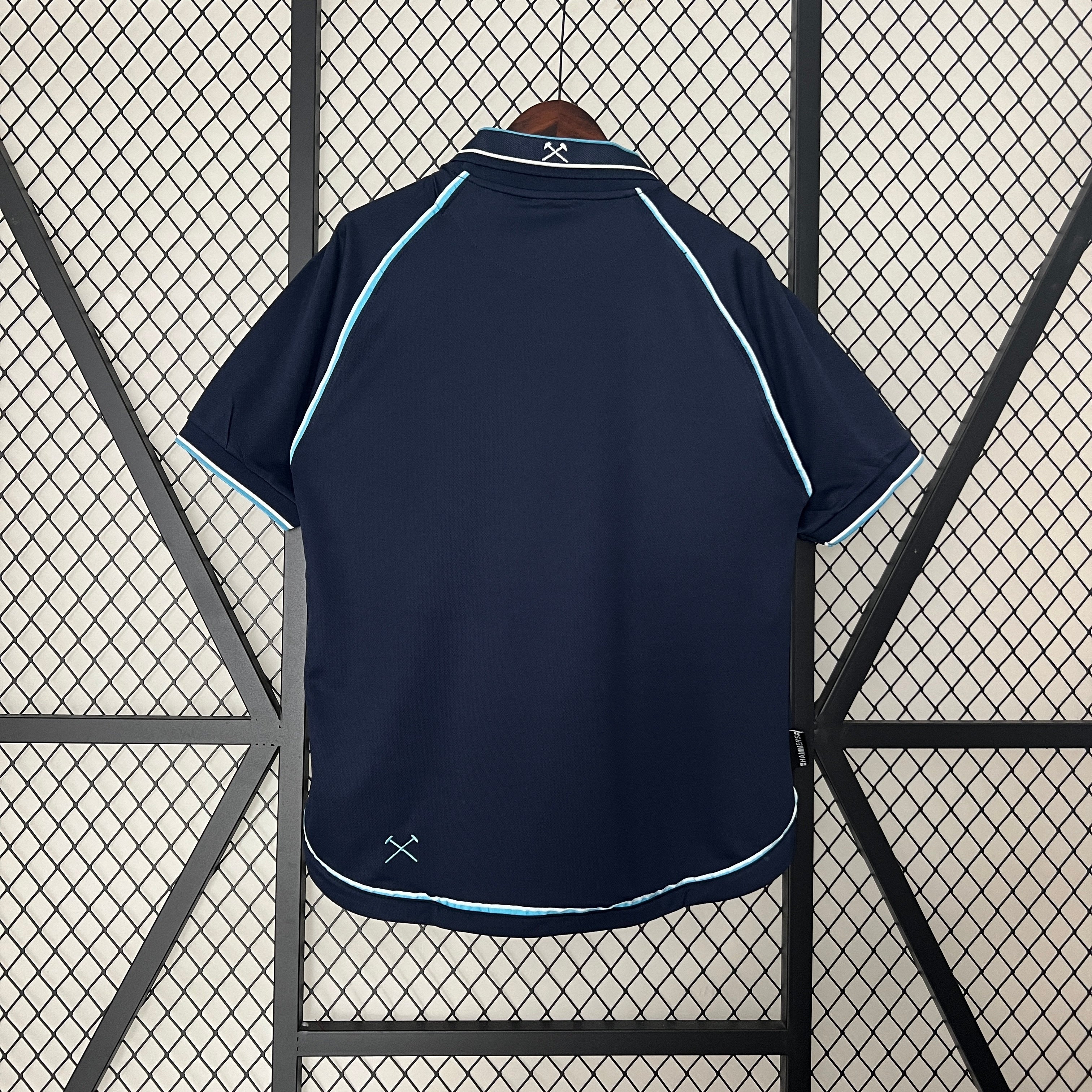 1990s West Ham United Retro Football Shirt | Navy Light Blue Home