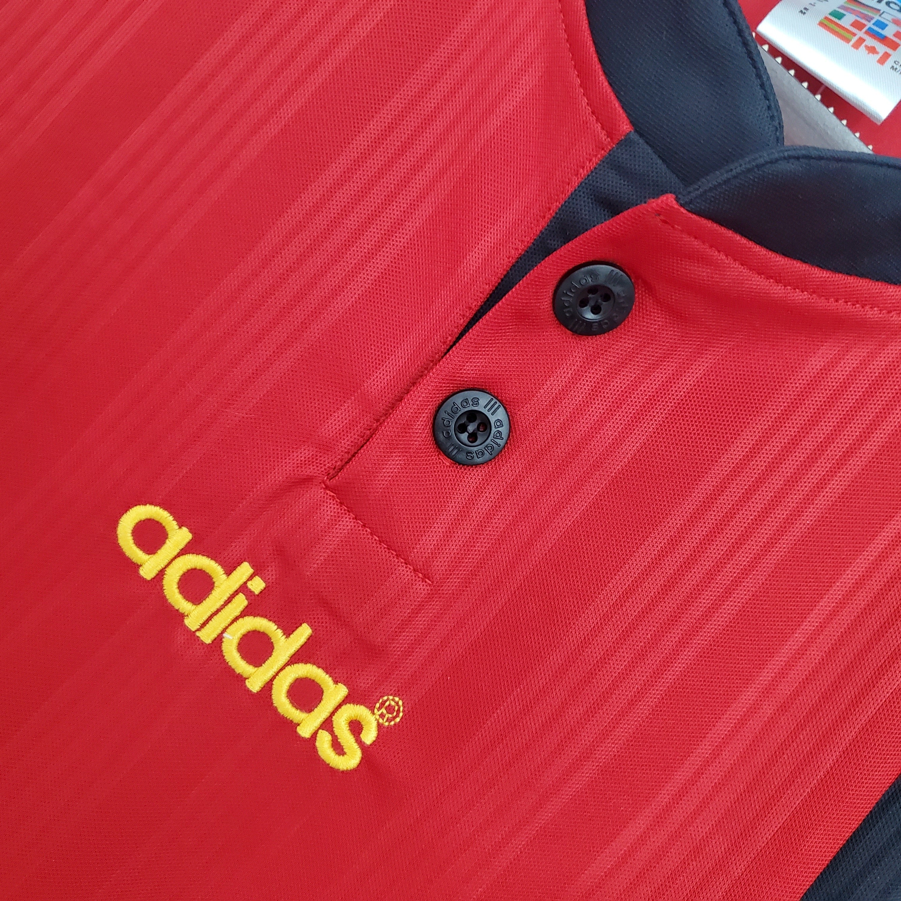 1990s Spain Retro Football Shirt | Red Black Home