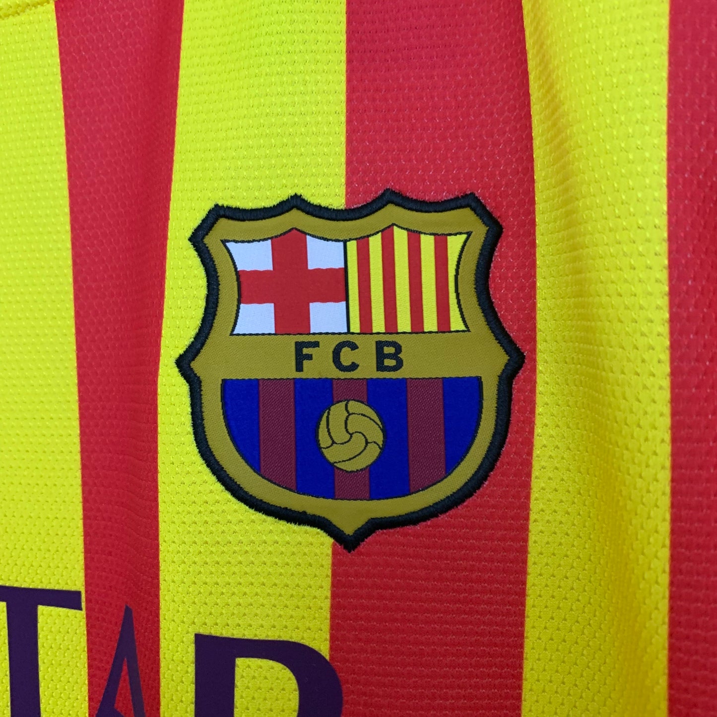 2010s Barcelona Retro Football Shirt | Yellow Red Home