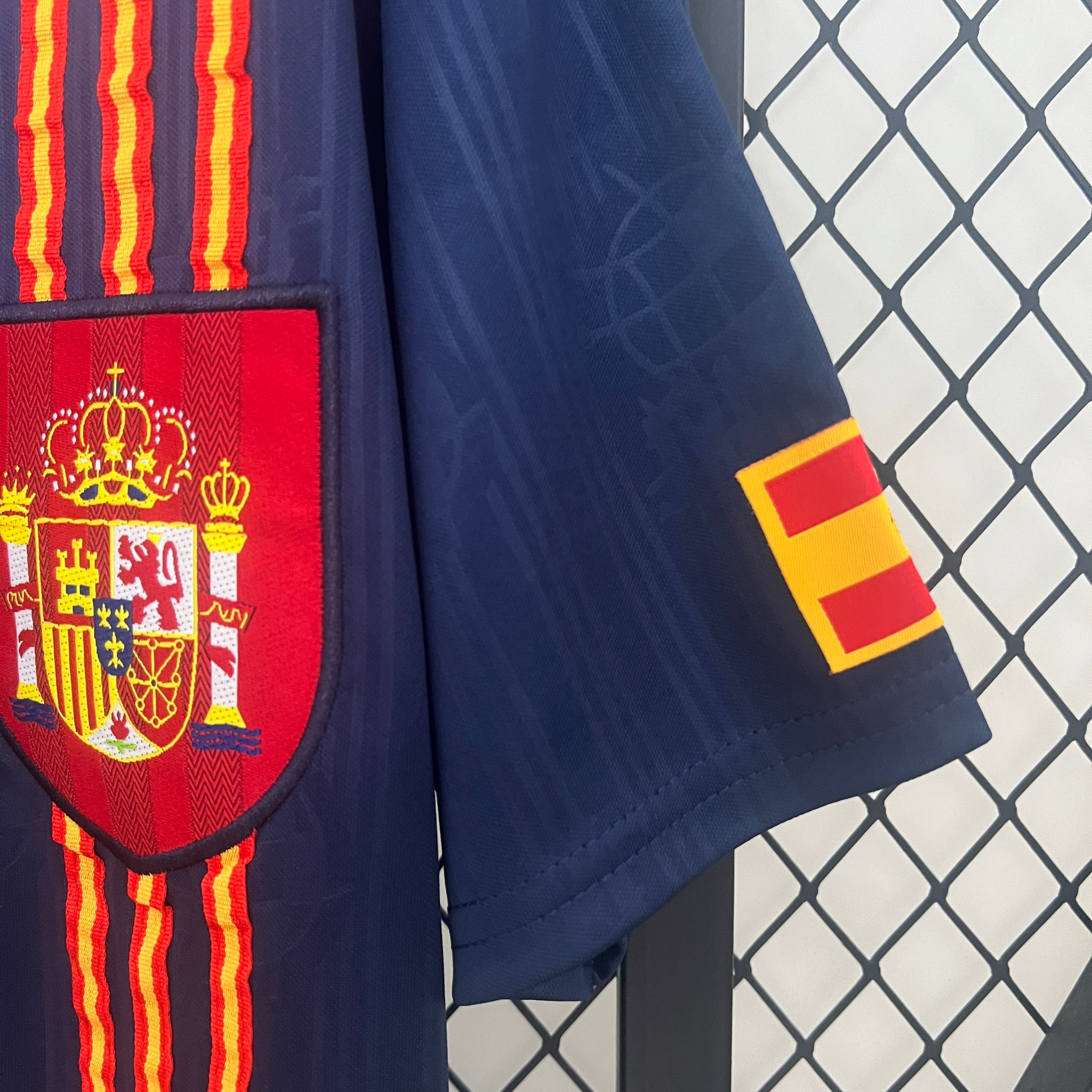 1990s Spain Retro Football Shirt | Navy Red Home